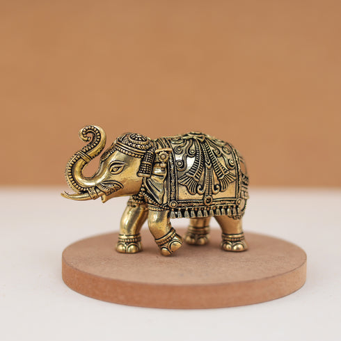 Brass Up Trunk Beautiful Carving Vastu Elephant In 2 & 3 Inches