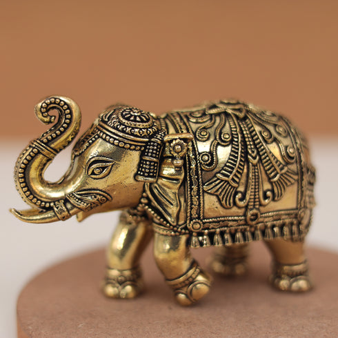 Brass Up Trunk Beautiful Carving Vastu Elephant In 2 & 3 Inches