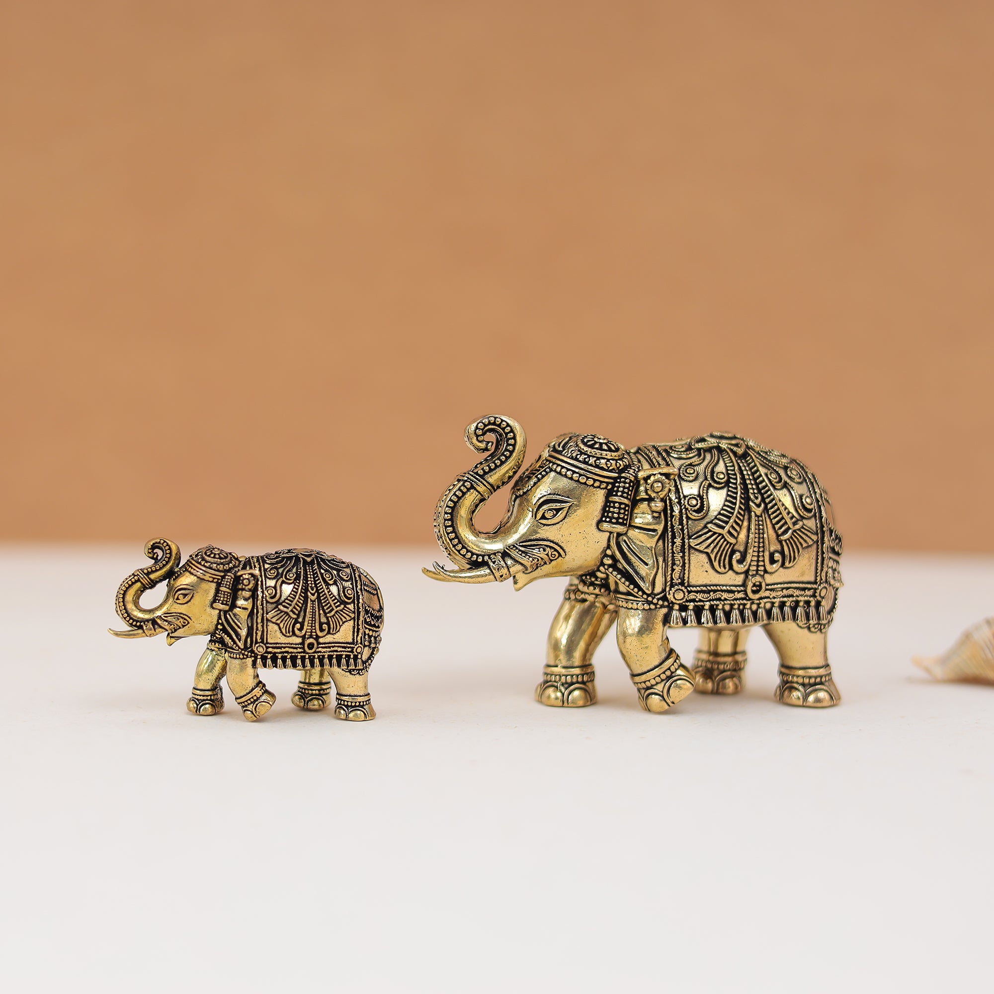 Brass Up Trunk Beautiful Carving Vastu Elephant In 2 & 3 Inches