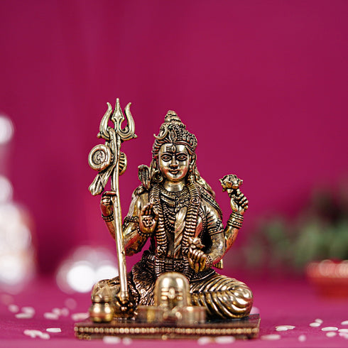 Divine Lord Shiva With Shivling In 3.5 Inches (8.8 Cm)