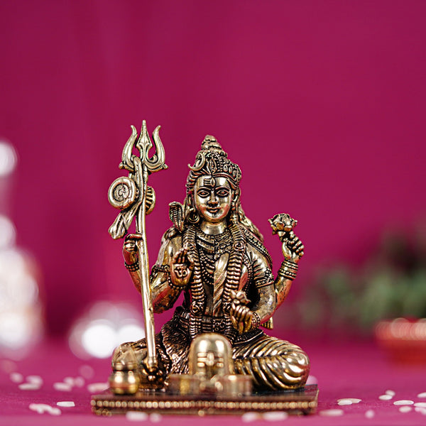 Divine Lord Shiva With Shivling In 3.5 Inches (8.8 Cm)