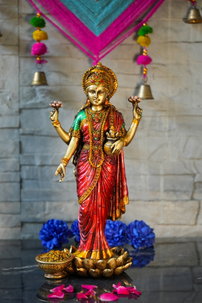 STANDING DIVINE GODDESS LAKSHMI IDOL IN 10"
