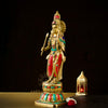24" Hand painted Brass Shri Ram in Stone Work