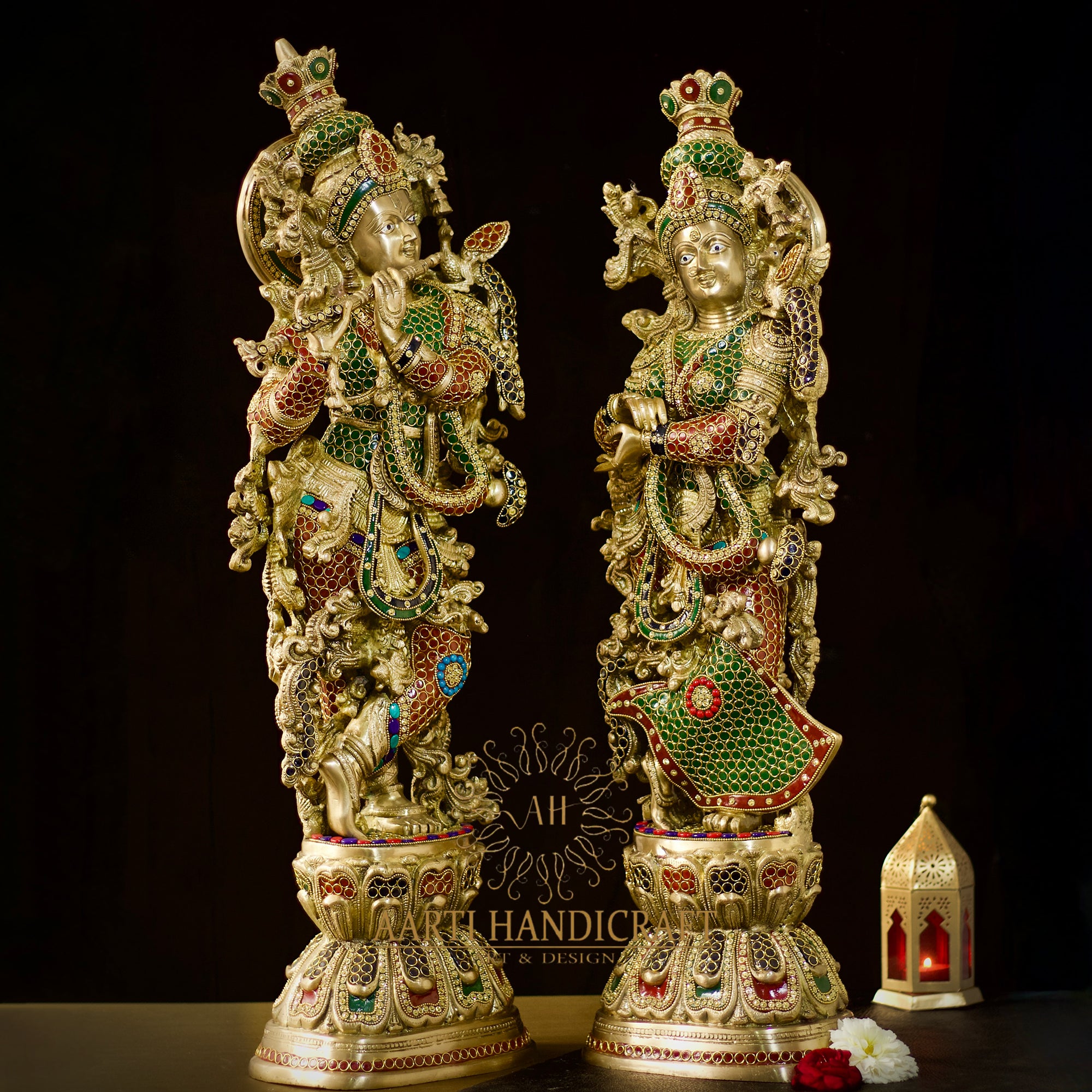 Mesmerising Brass Radha and Krishna Idol in 29 Inches