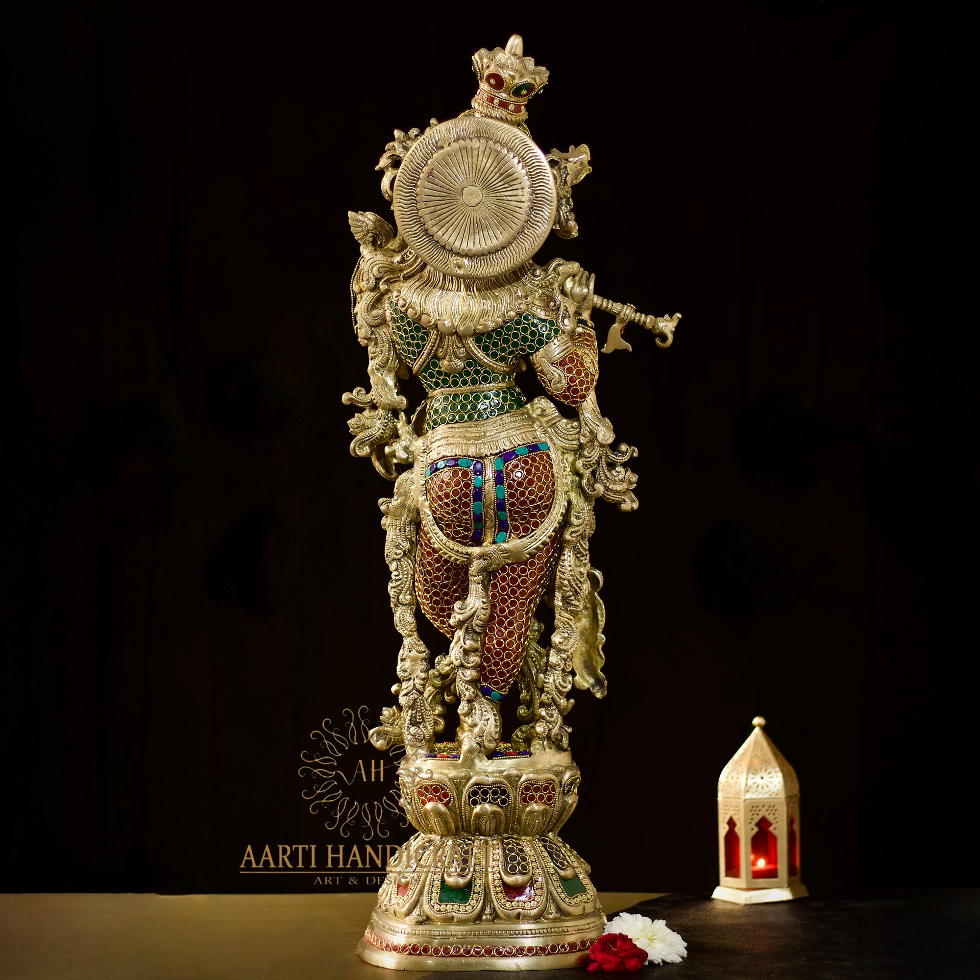 Mesmerising Brass Radha and Krishna Idol in 29 Inches