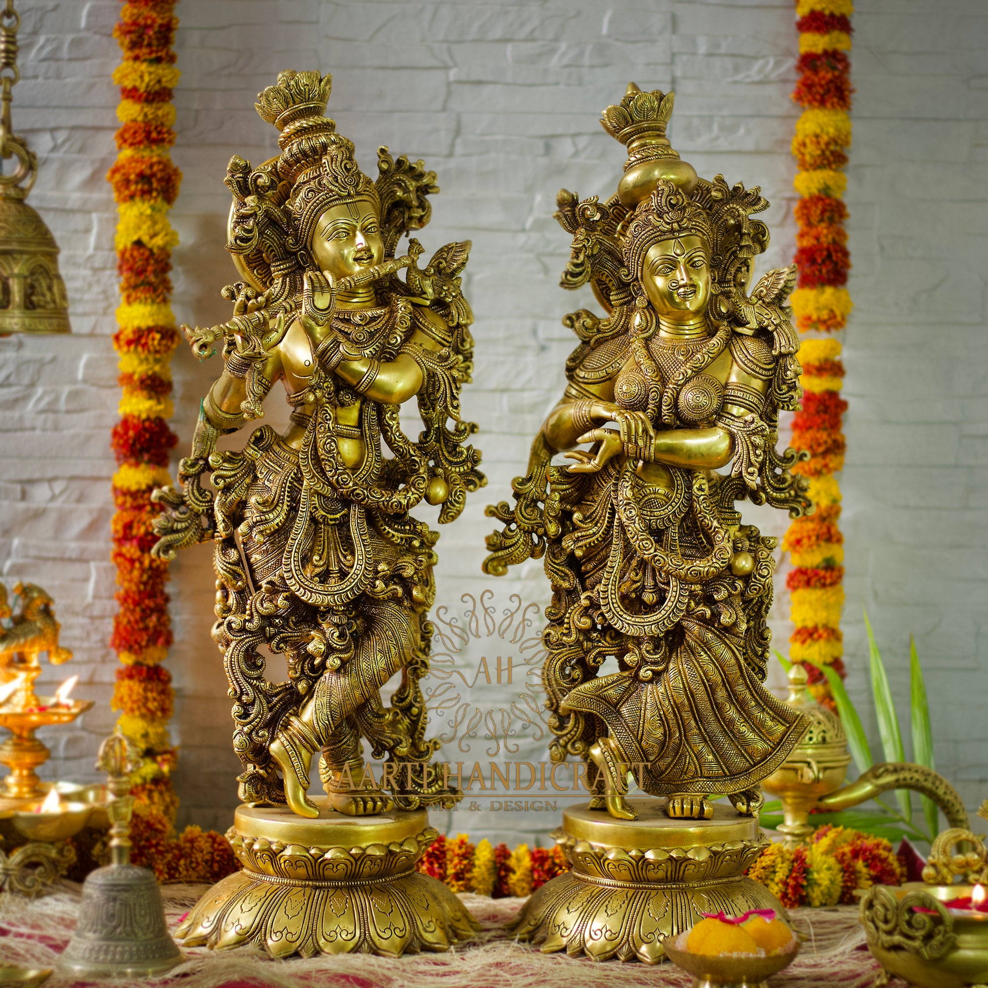 Divine Soul Brass Radha Krishna Idol In 26 Inches
