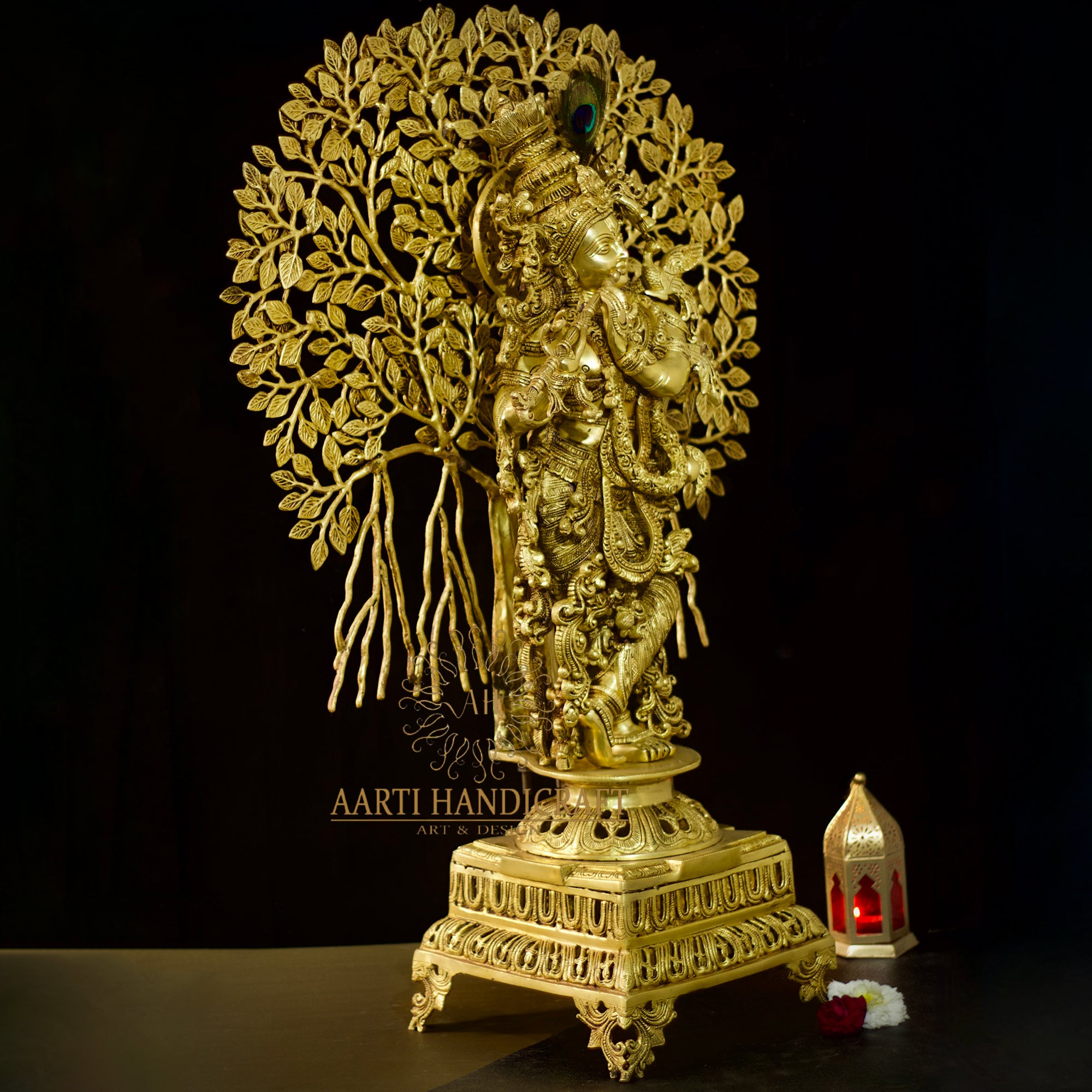 Divine Lord Tree Krishna Idol | Pure Brass | 35 Inch