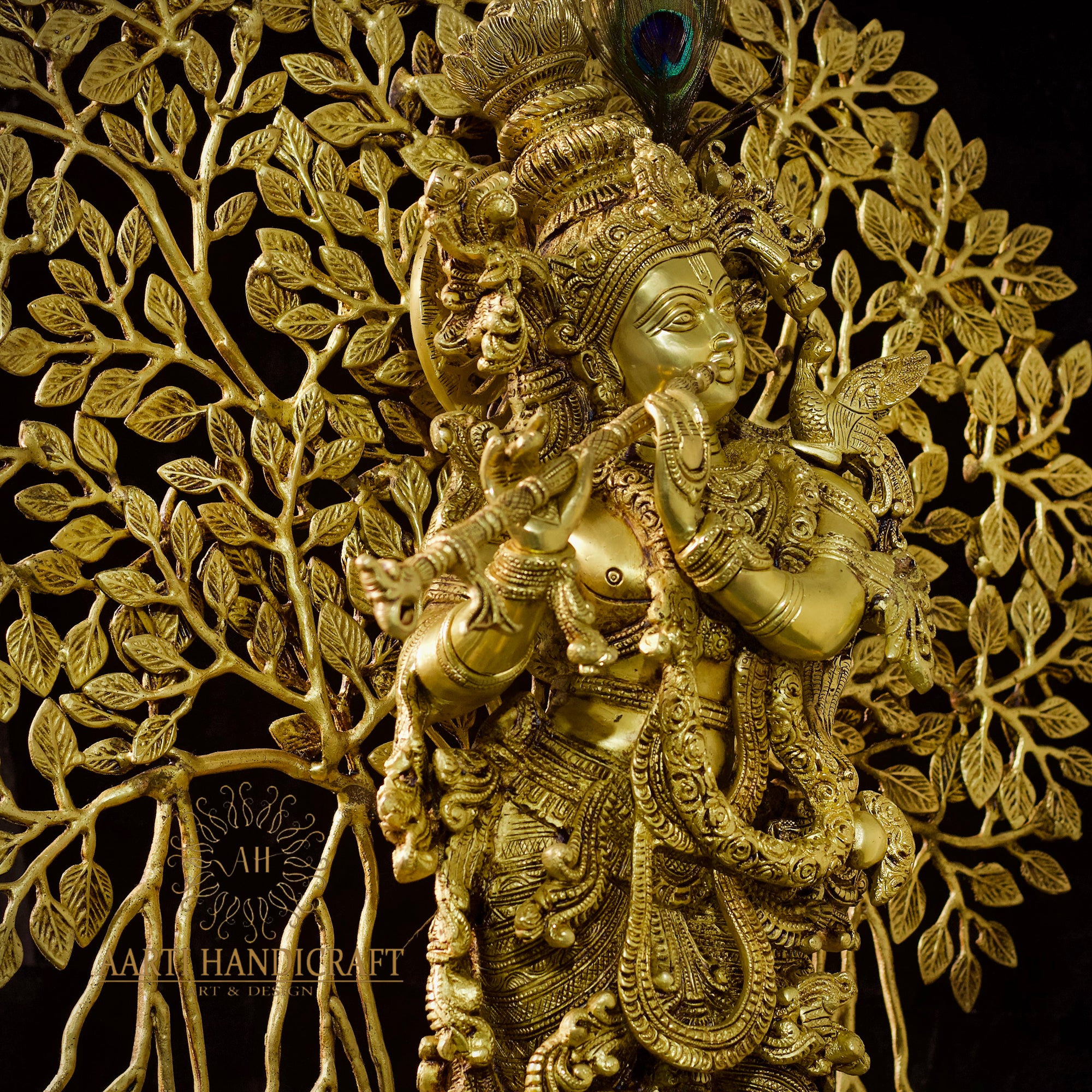 Divine Lord Tree Krishna Idol | Pure Brass | 35 Inch