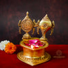 Divine Shankh Chakra Brass Diya With Single Burner | 5 Inch