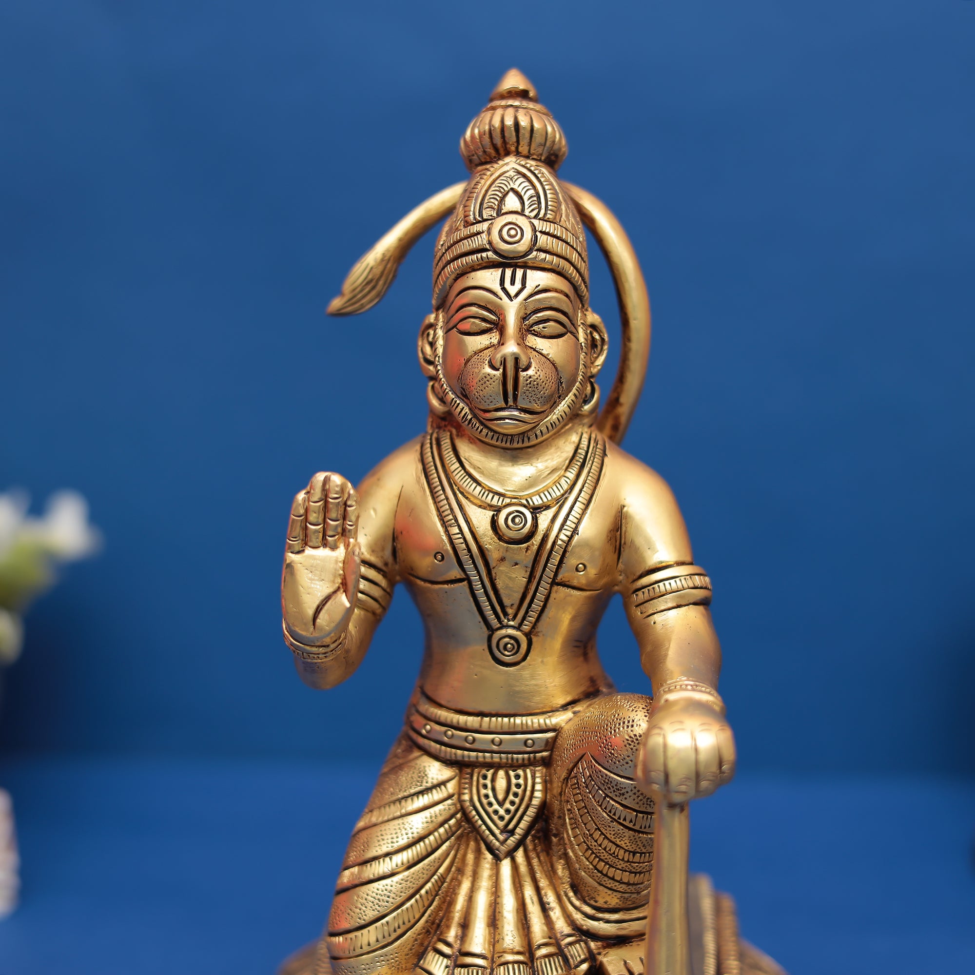 Brass Exquisitely Handcrafted Hanuman Idol in 10 Inches