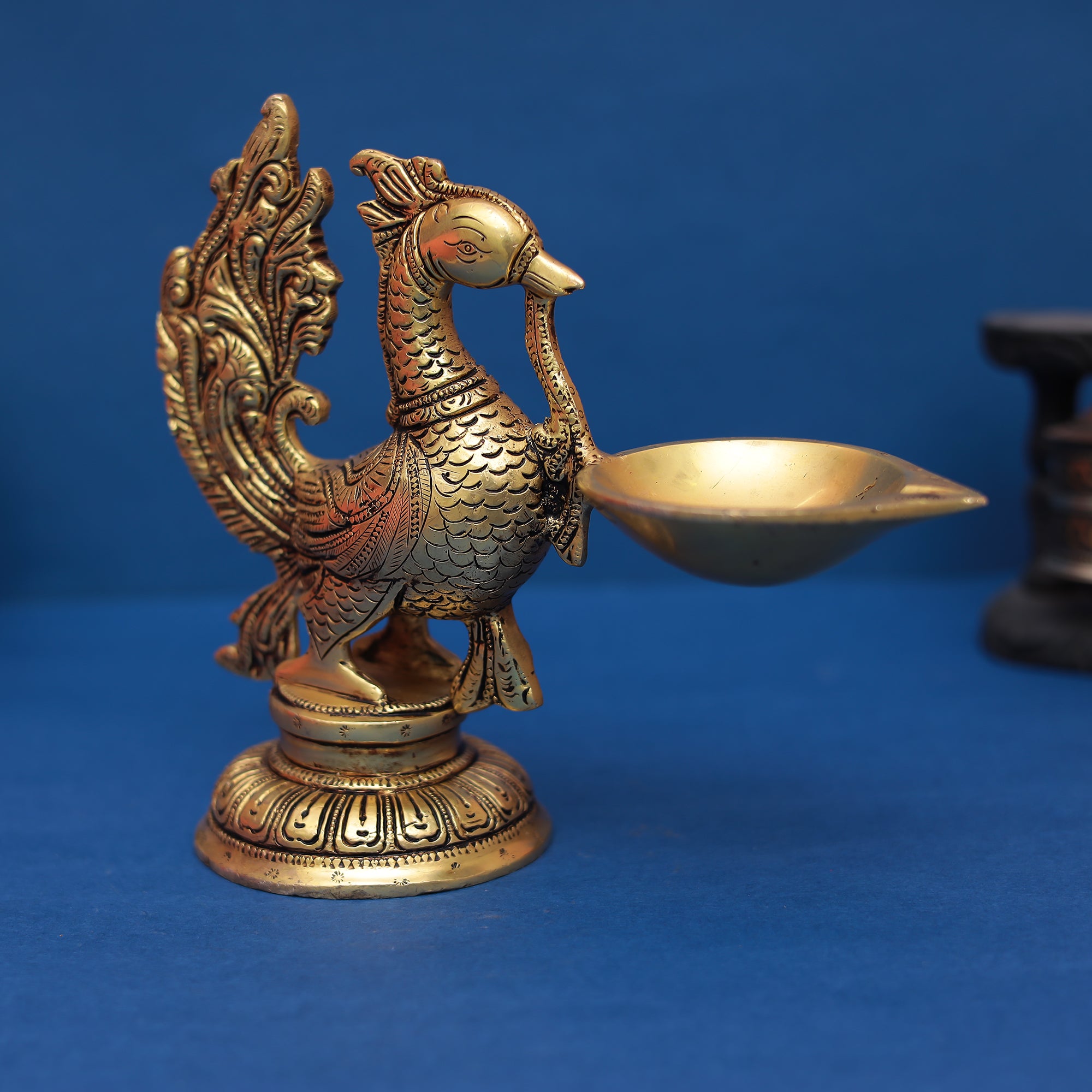 Brass Peacock Lamp ( oil lamp ) Diya for Auspicious Lighting in 5 Inches