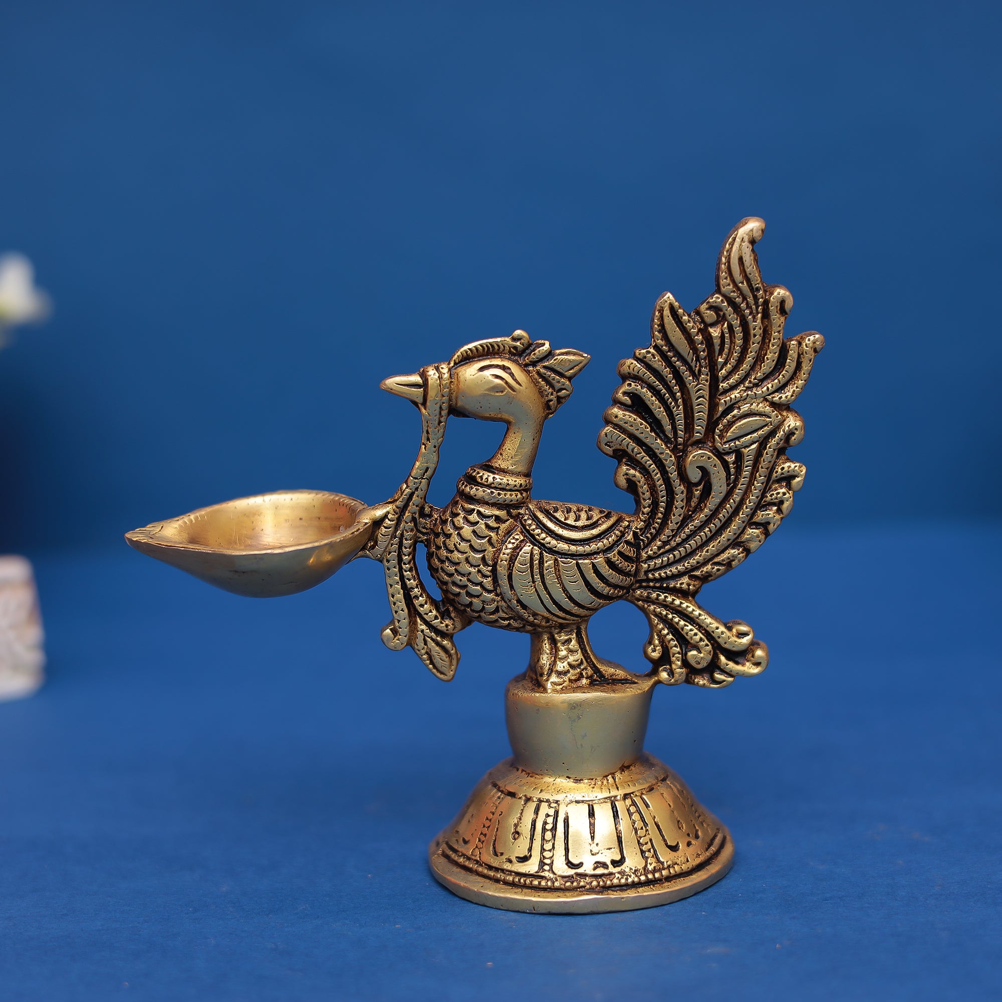 Brass Bird Deepak (Peacock Design) 5"INCH