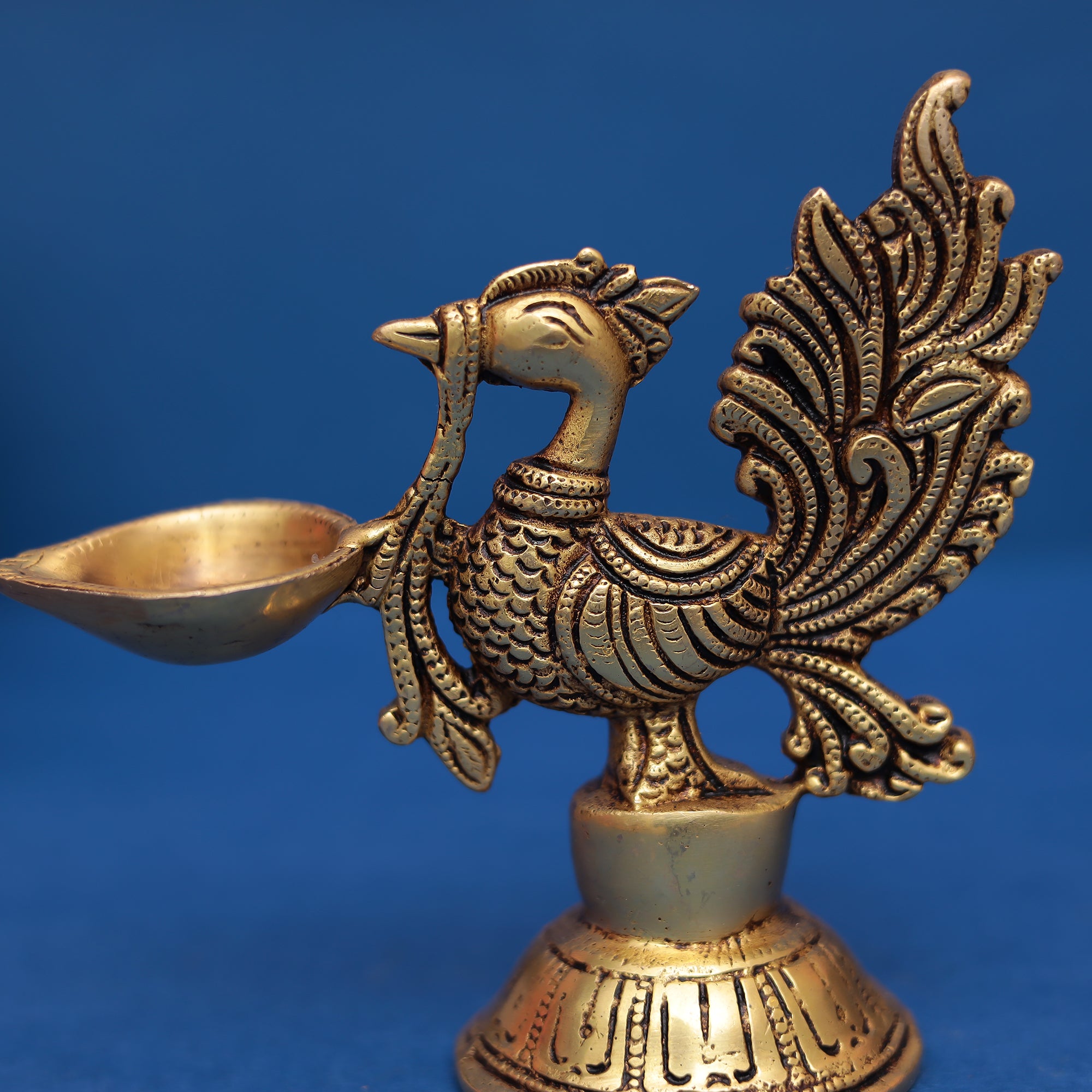 Brass Bird Deepak (Peacock Design) 5"INCH