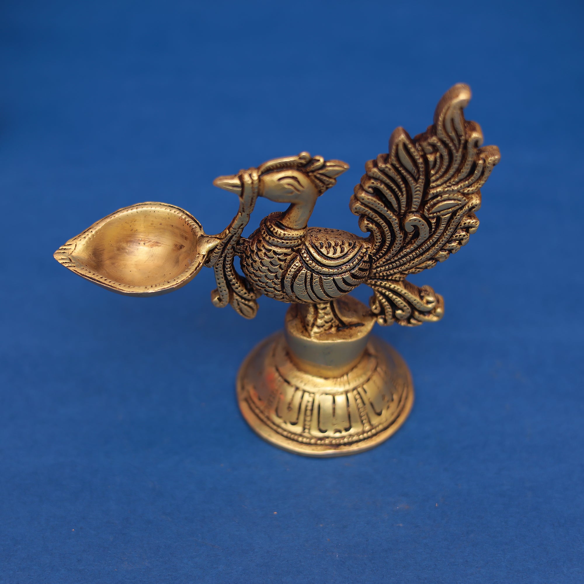 Brass Bird Deepak (Peacock Design) 5"INCH