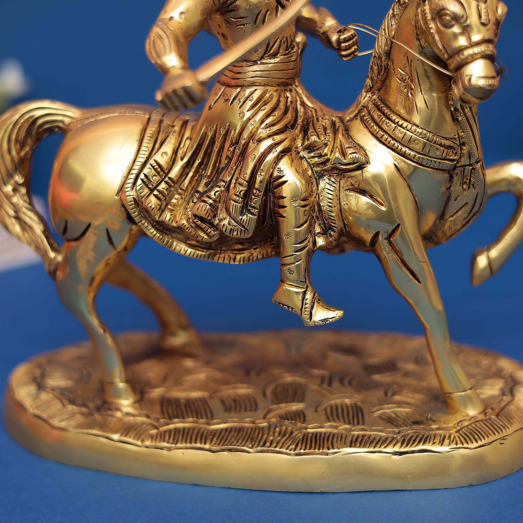 Brass Chhatrapati Shivaji Maharaj on Horse Statue 9" INCH