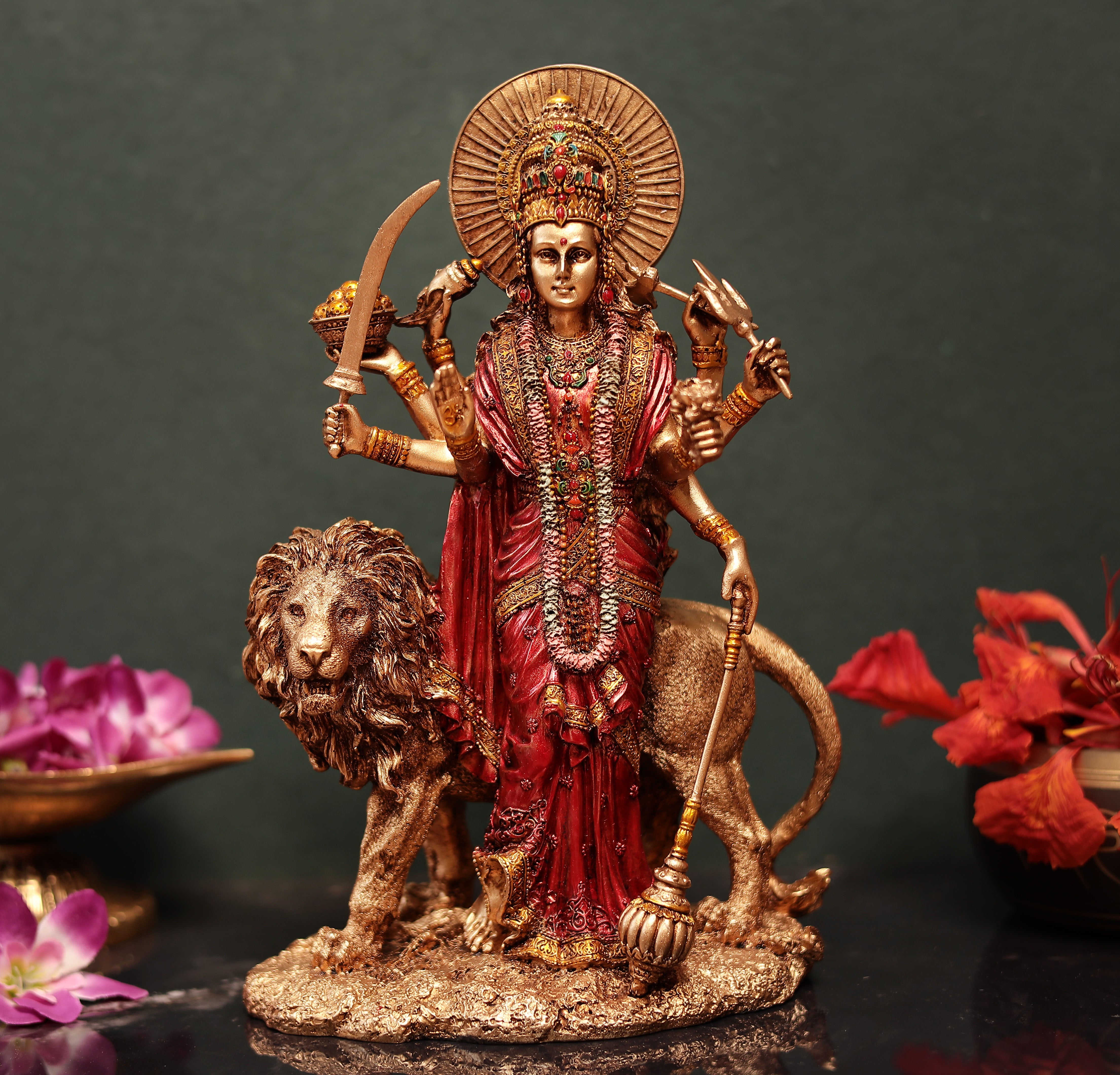 Standing Maa Durga In Multicolor (Resin) In 12 Inches (30.48 Cm)