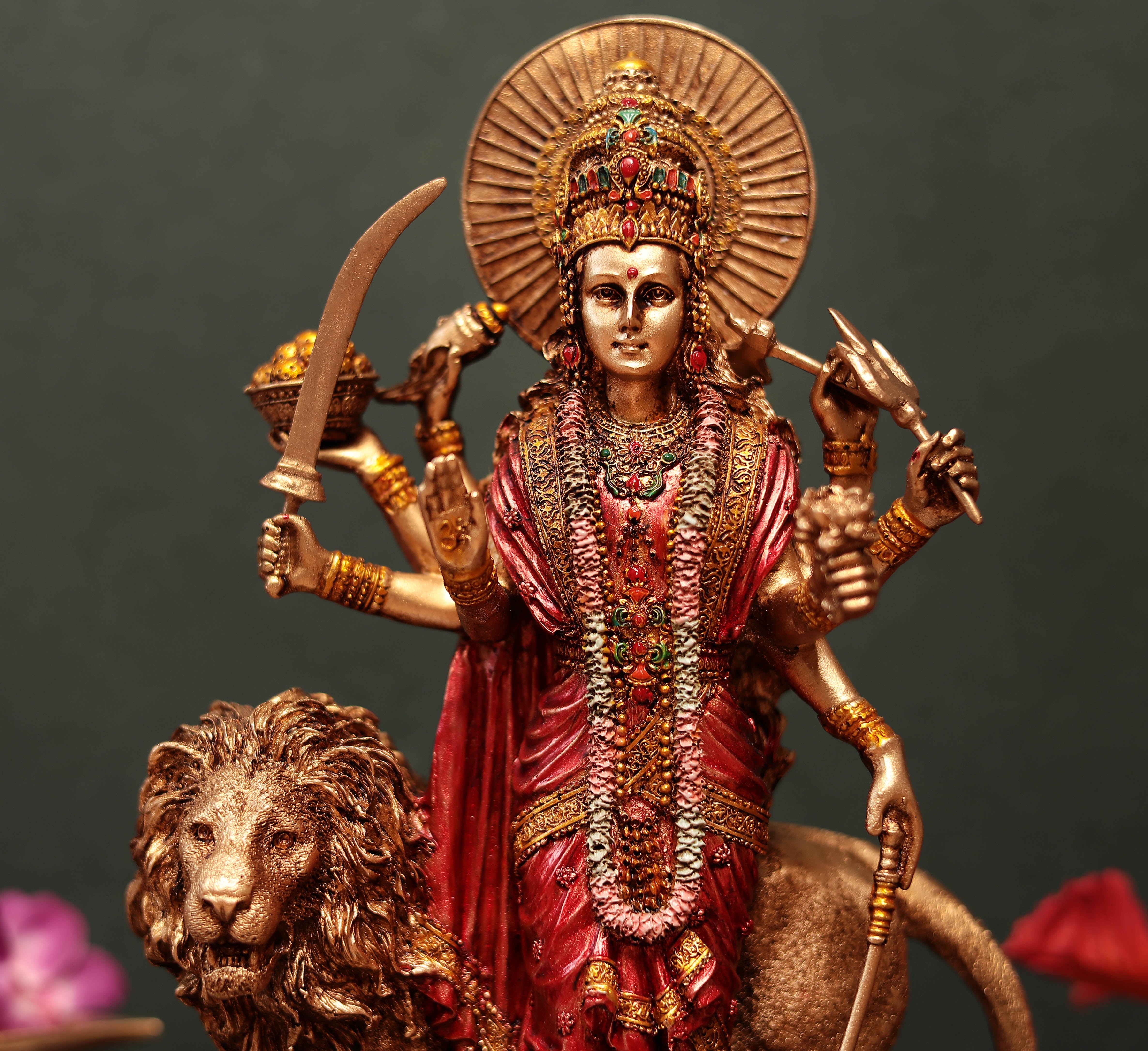 Standing Maa Durga In Multicolor (Resin) In 12 Inches (30.48 Cm)