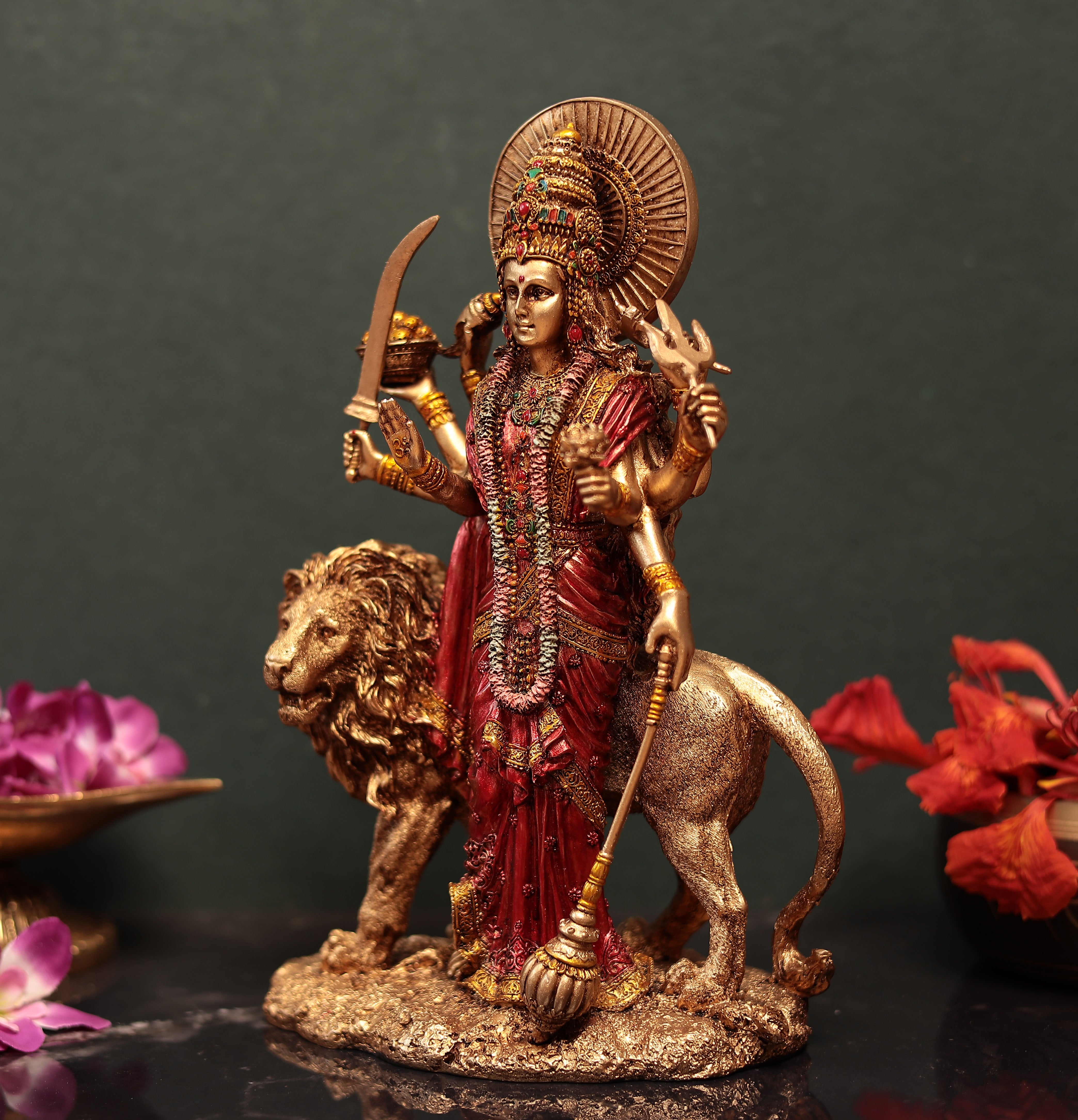 Standing Maa Durga In Multicolor (Resin) In 12 Inches (30.48 Cm)