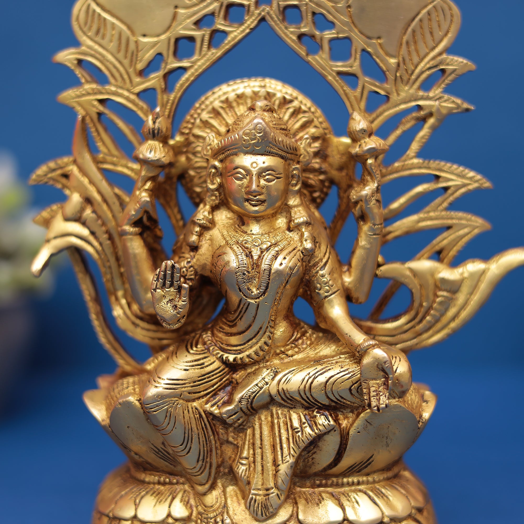 Brass Ganesha and Lakshmi Idol Set 9" Inch