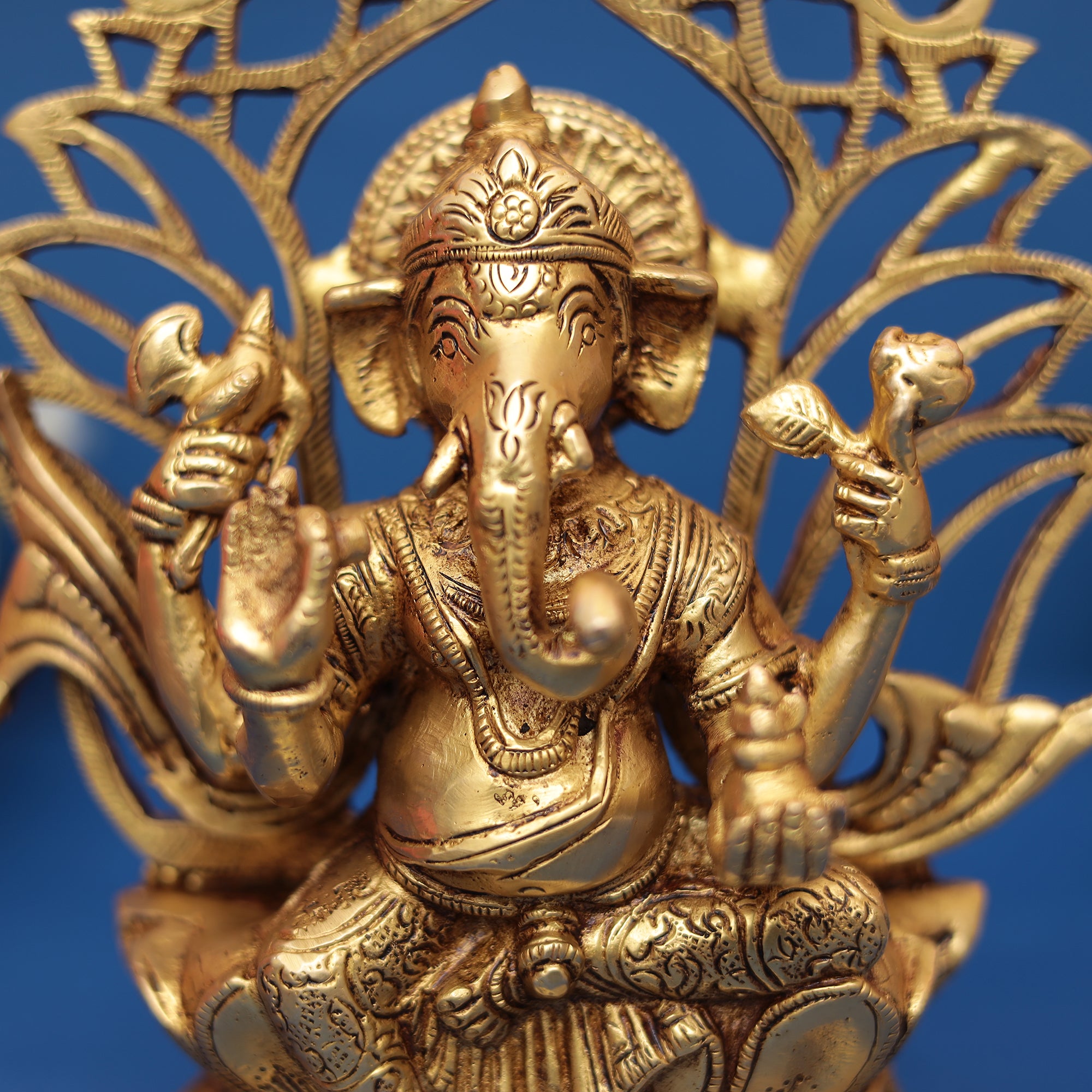 Brass Ganesha and Lakshmi Idol Set 9" Inch