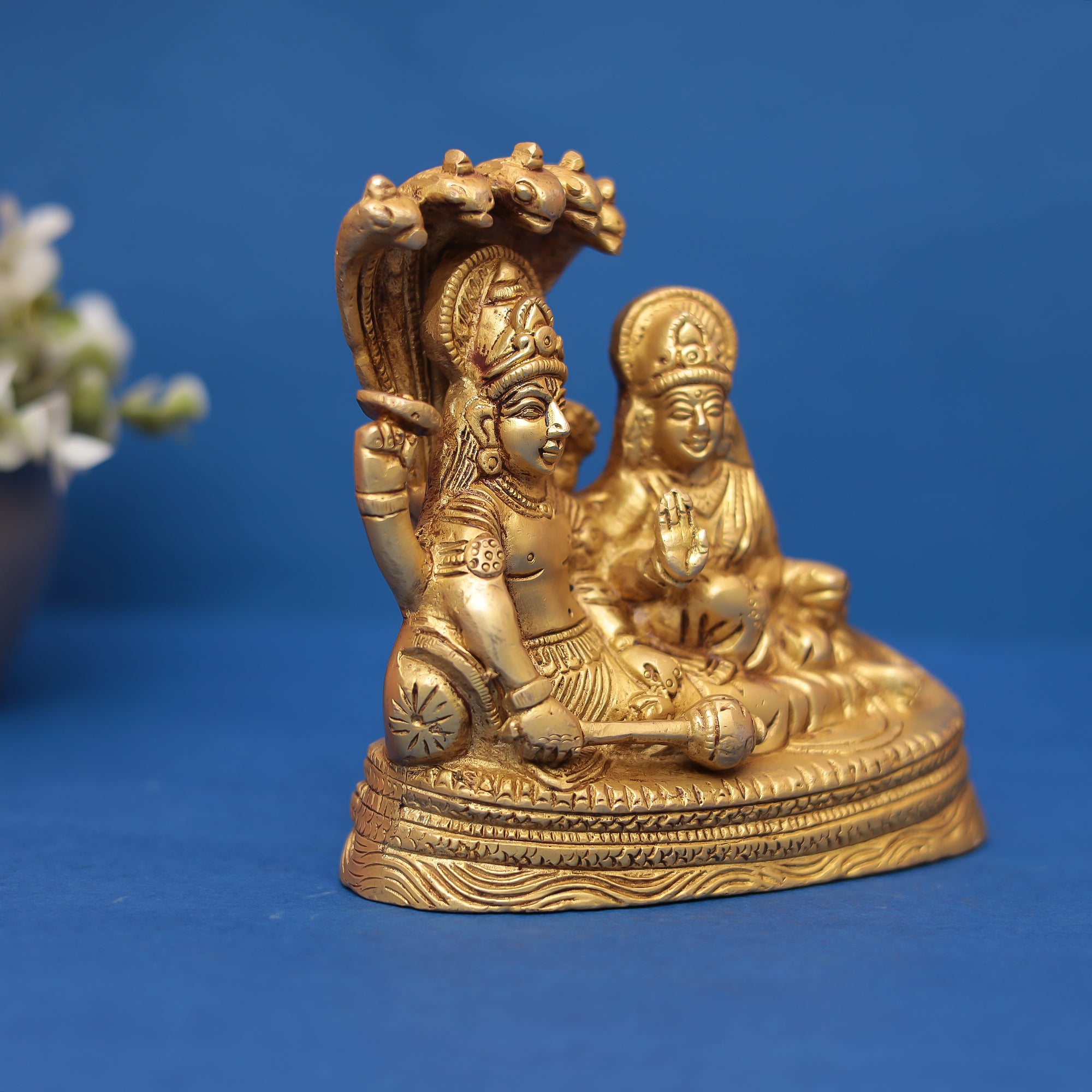 Brass Lakshmi Narayan with Sheshnaag Idol 5" Inch