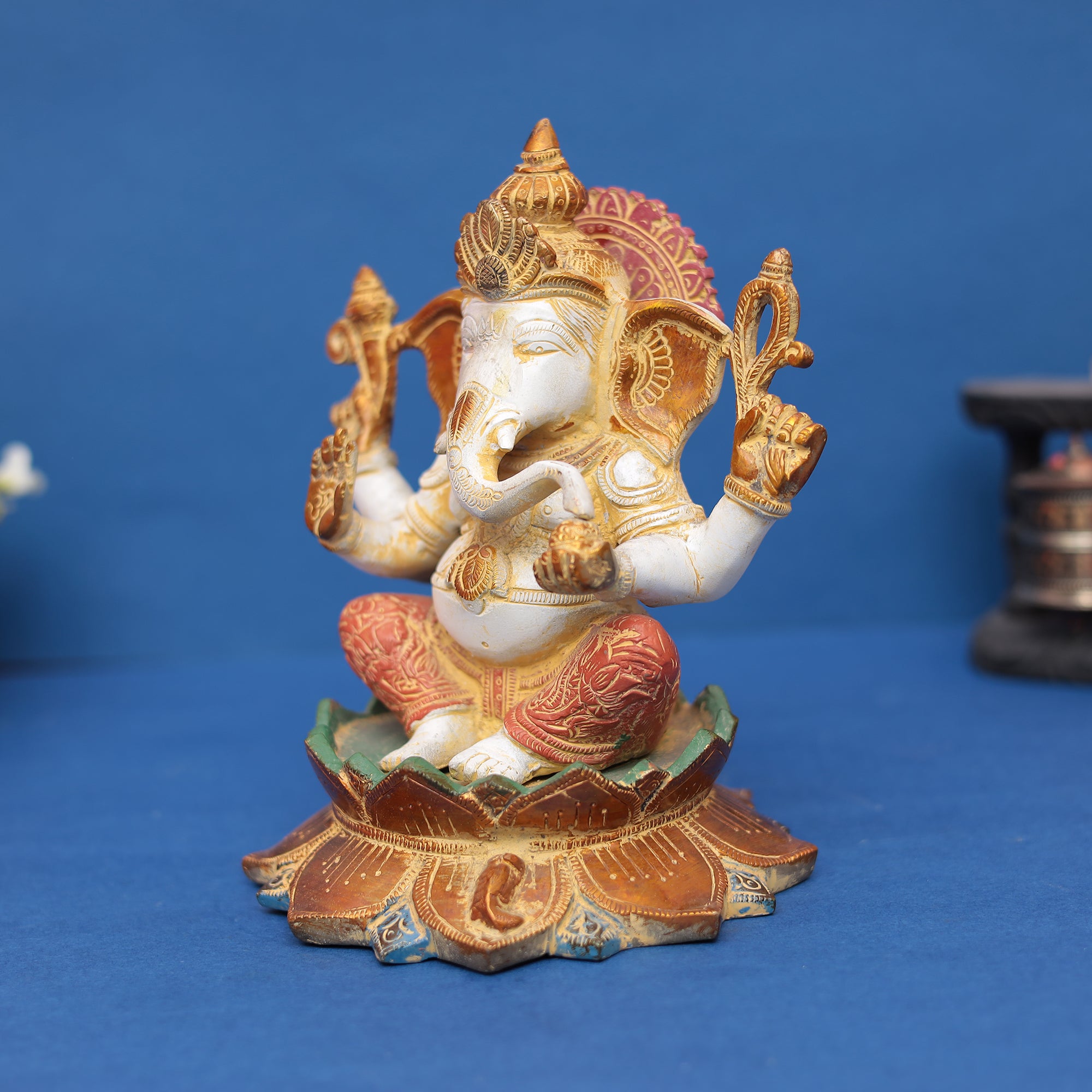 Lord Ganesha Idol on Lotus Base 9" INCH