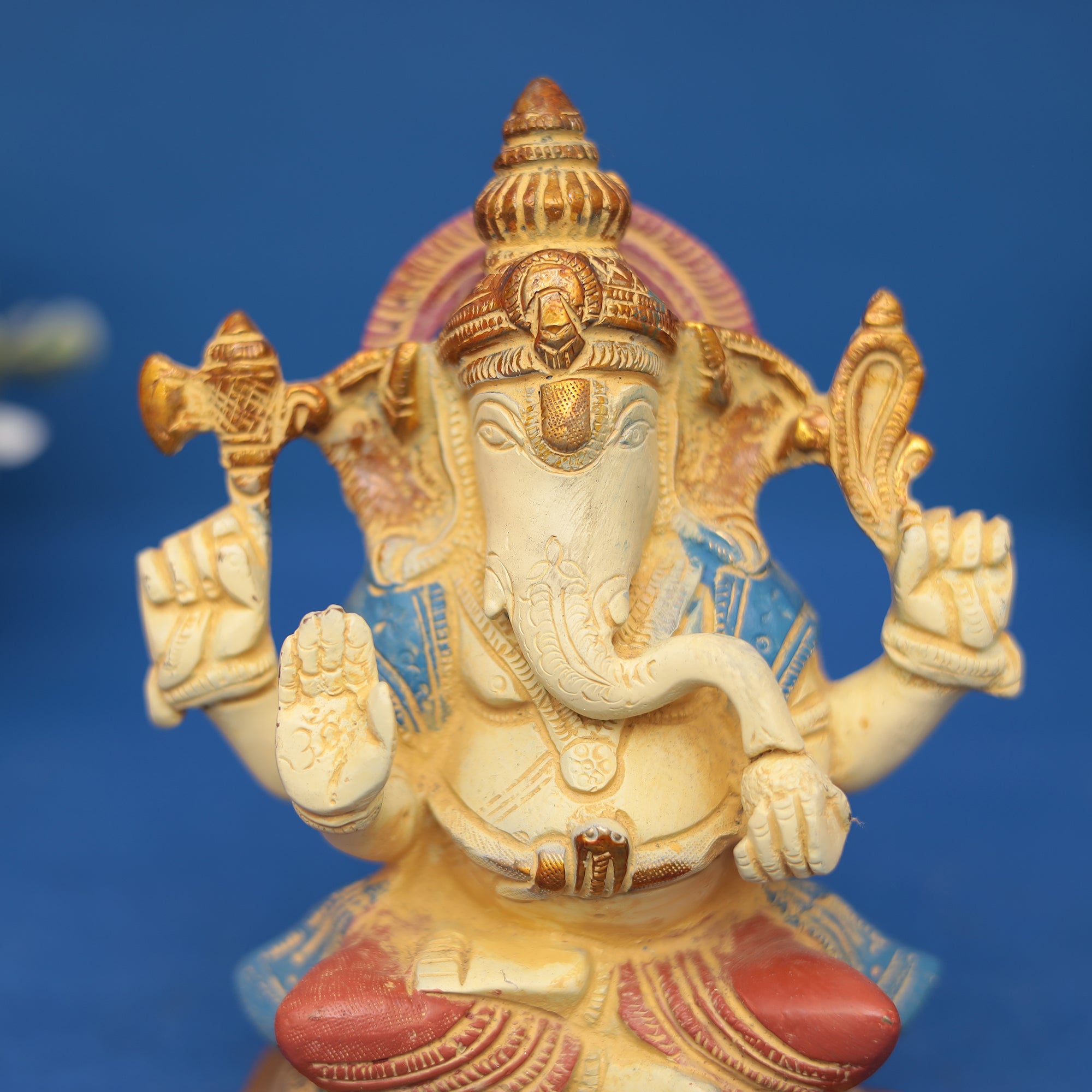 Brass Ganesha Multicolor finish  7" INCH