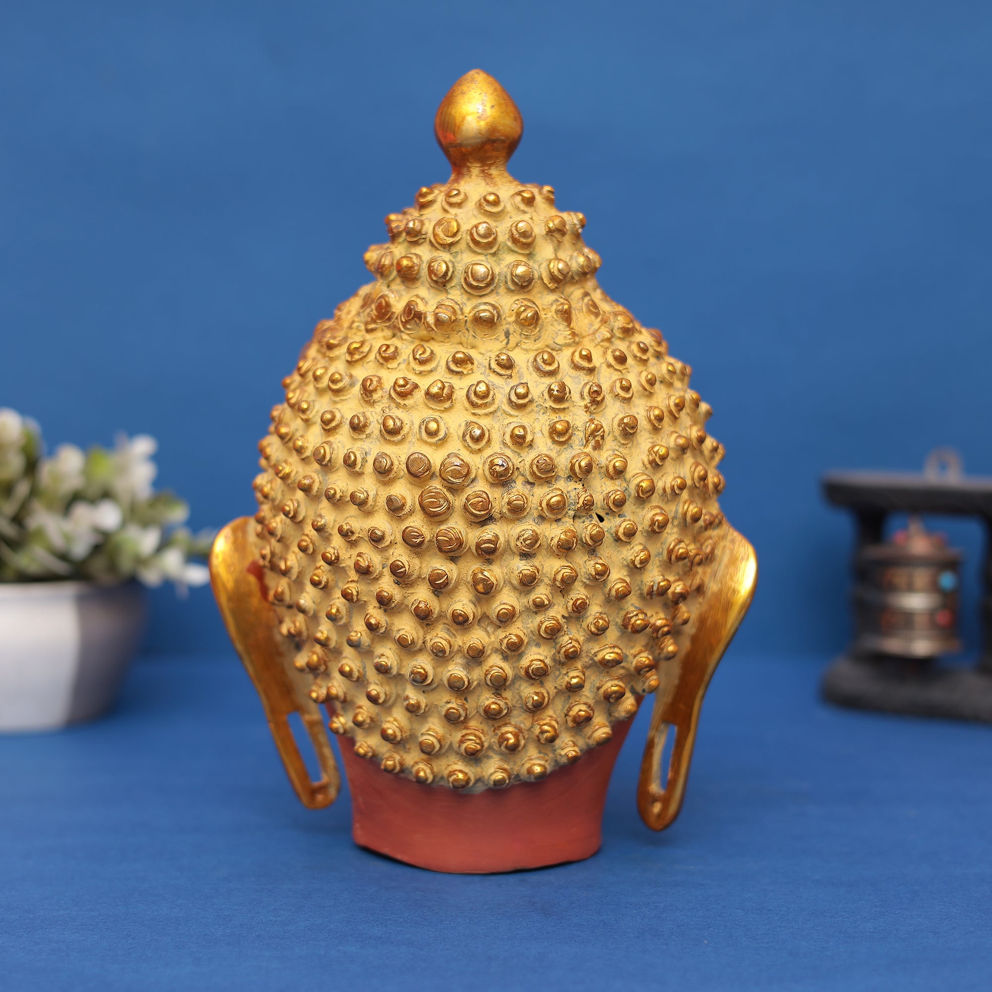 Buddha Head Idol  Peaceful Multicolor Antique Finish 11" INCH