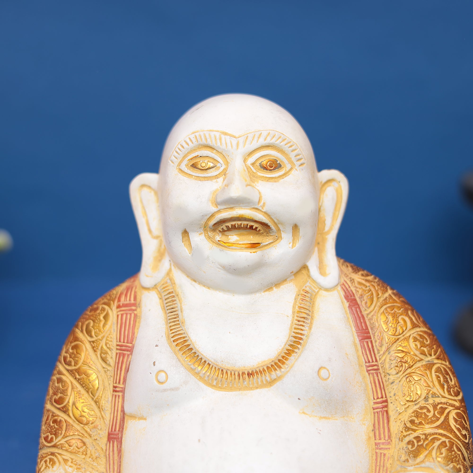 Laughing Buddha Murti – Symbol of Good Luck, Happiness & Prosperity (Brass Finish) 9" INCH