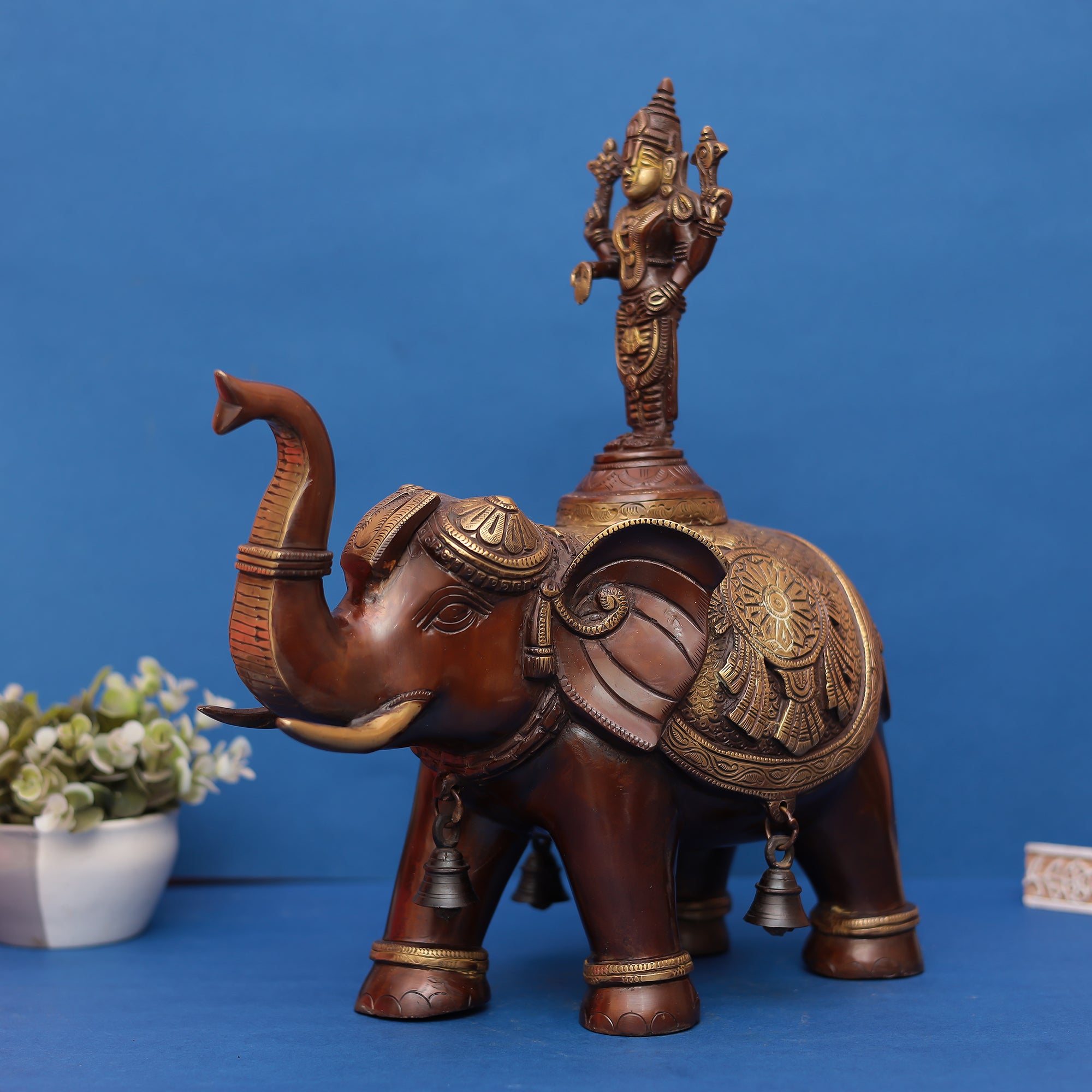 Pure Brass Lord Venkateshwara Swamy on Elephant 17" INCH