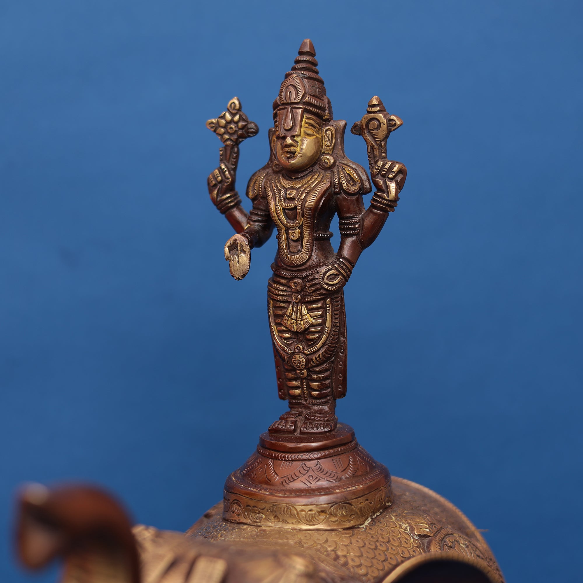 Pure Brass Lord Venkateshwara Swamy on Elephant 17" INCH