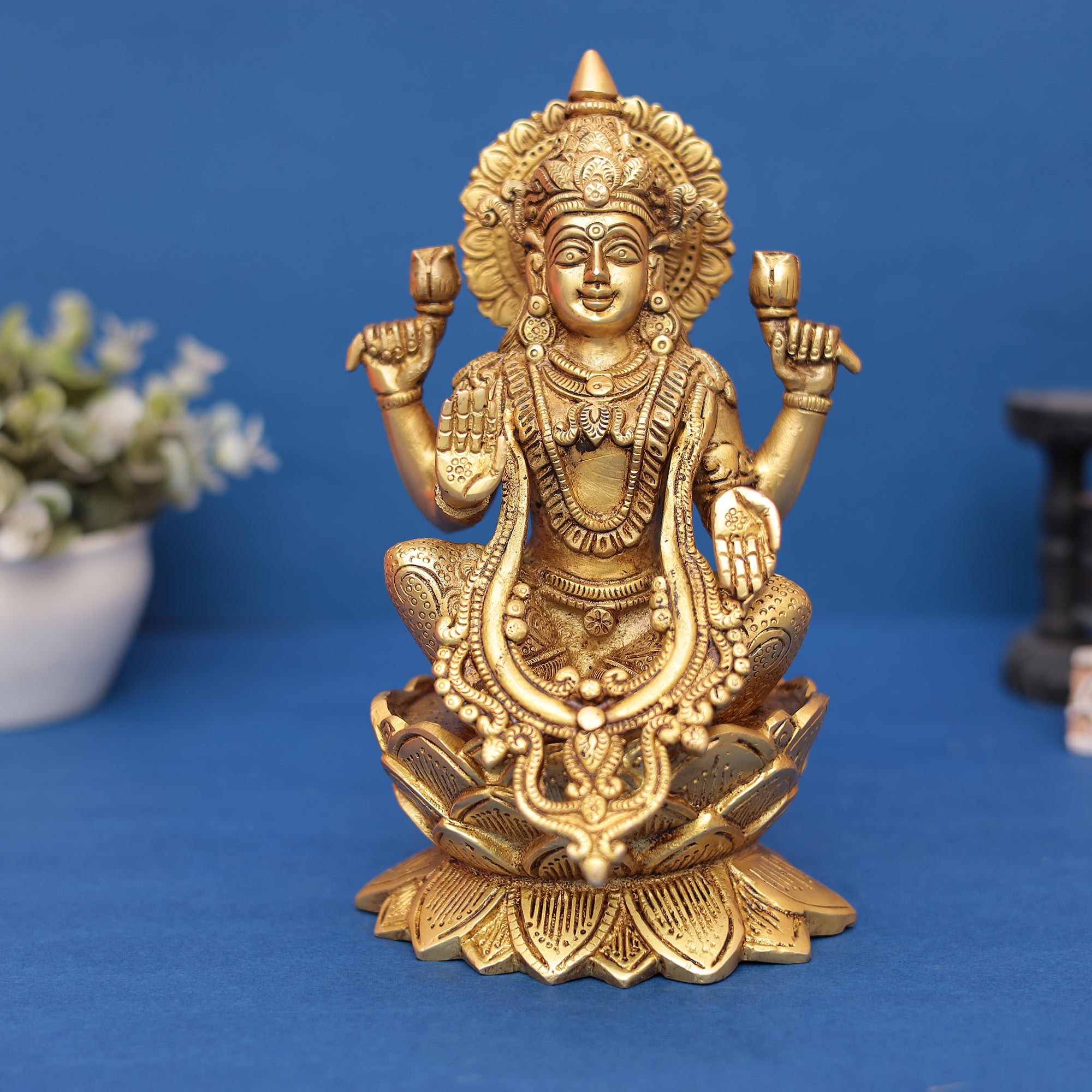 Brass Goddess Lakshmi Idol 9" INCH