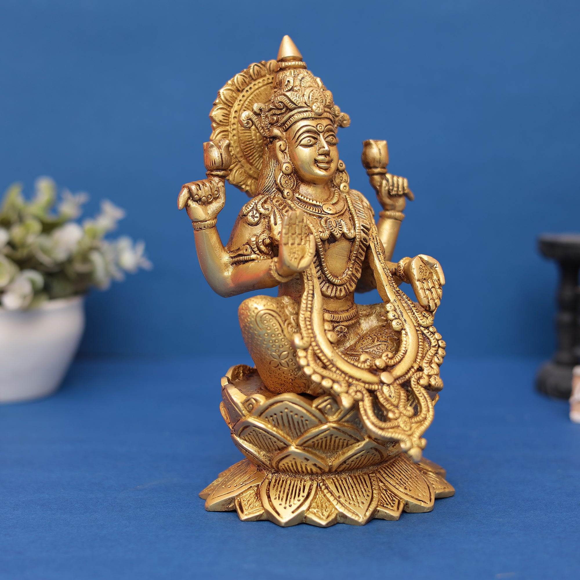 Brass Goddess Lakshmi Idol 9" INCH