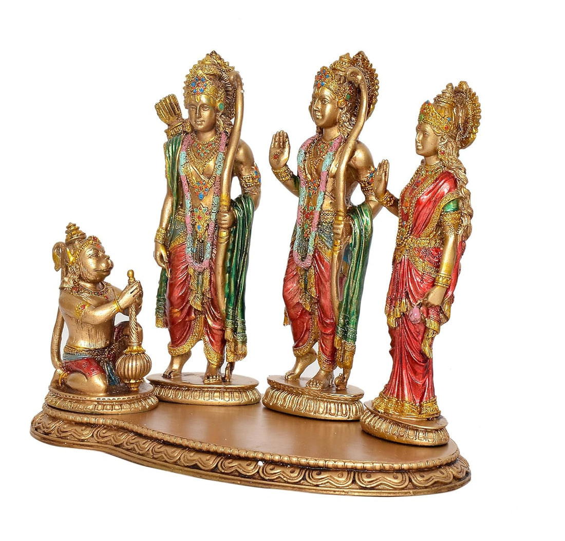 Premium Marble Dust Ram Darbar Idol Set – Ram, Sita, Lakshman & Hanuman – Elegant Pooja Mandir Décor