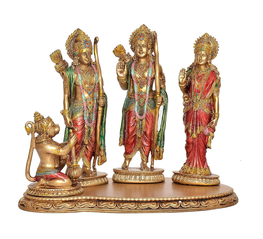 Premium Marble Dust Ram Darbar Idol Set – Ram, Sita, Lakshman & Hanuman – Elegant Pooja Mandir Décor