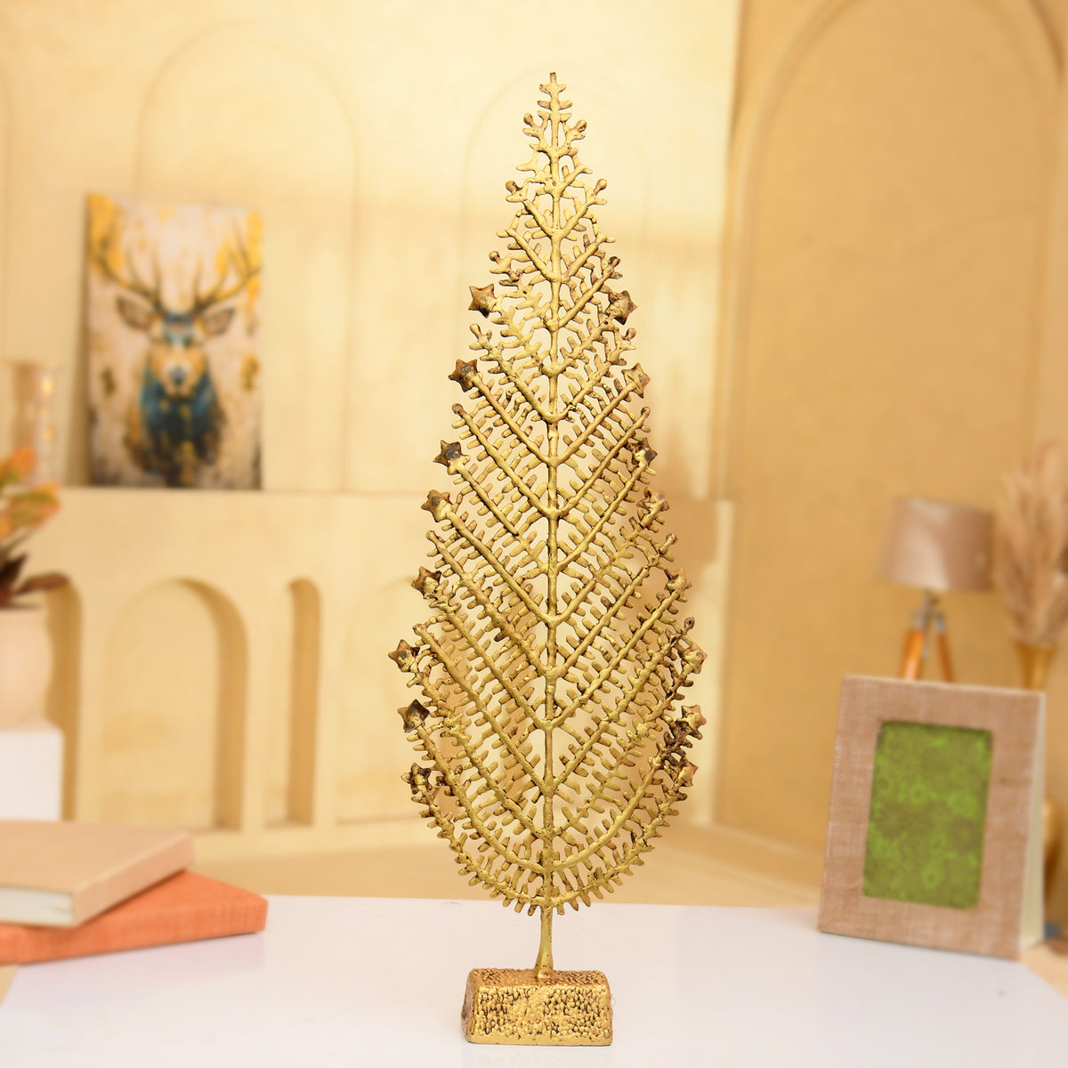 Brass Office/Home Desk Decorative Christmas Tree | 26.5 inches