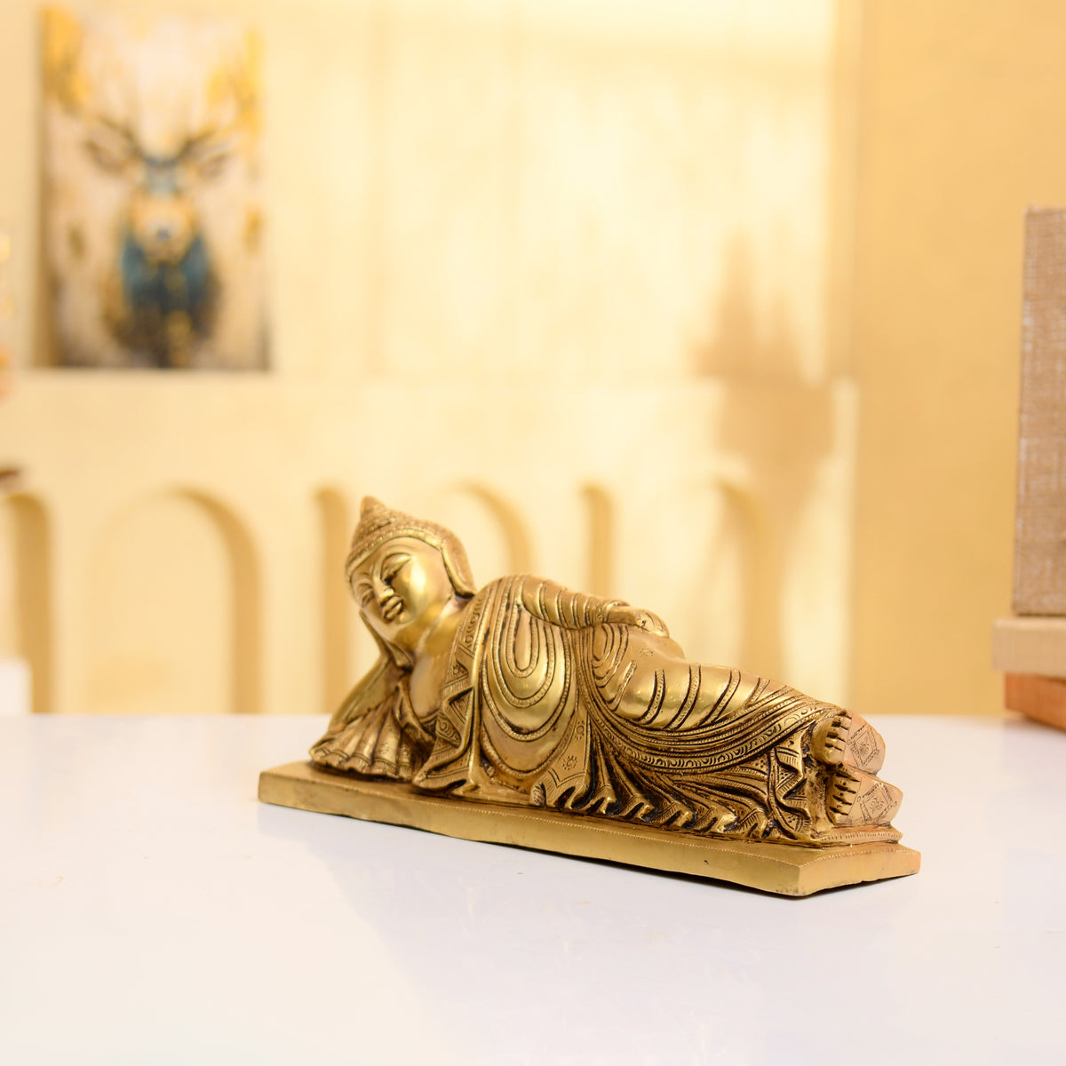 Brass Reclining Buddha / Sleeping Buddha - 12 inch