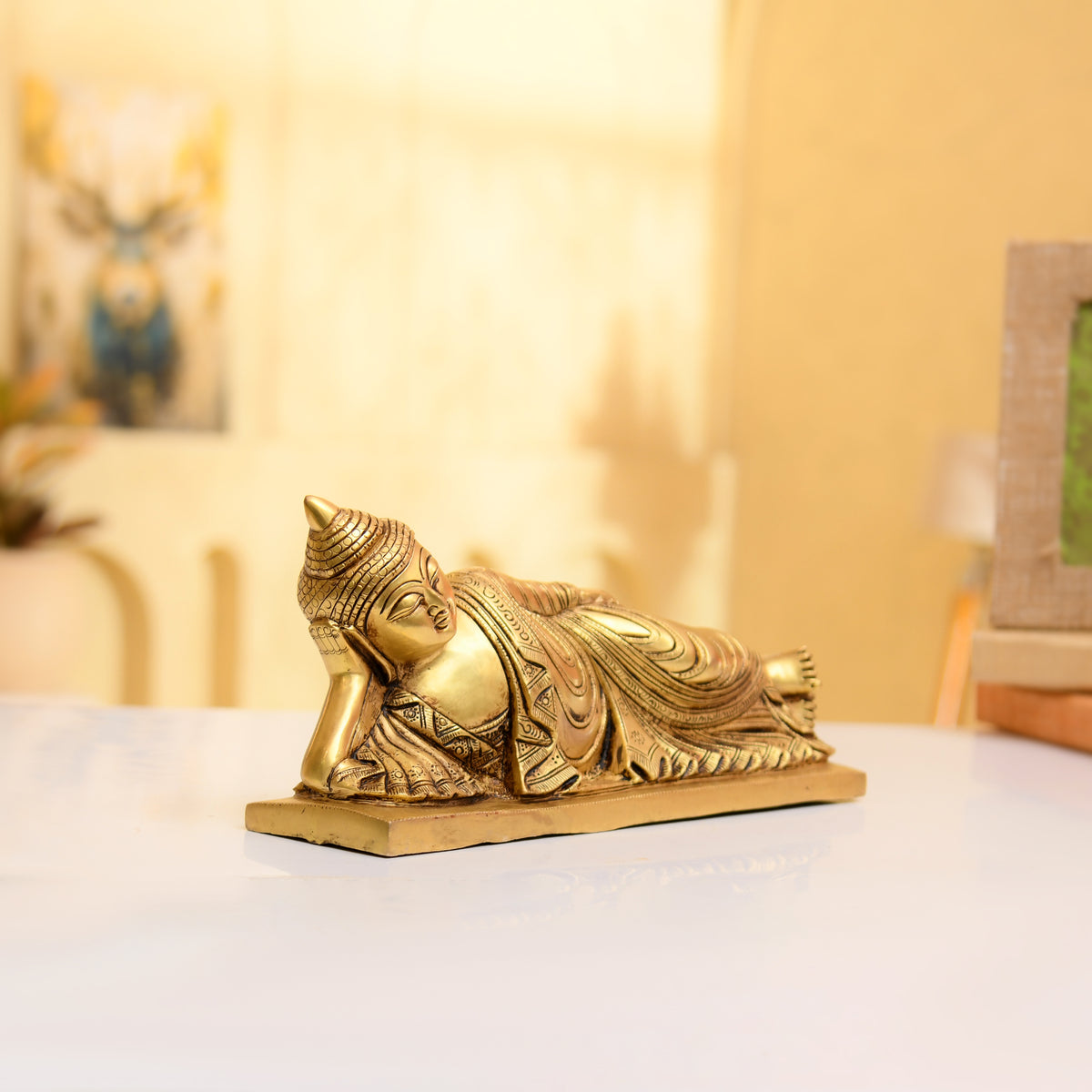 Brass Reclining Buddha / Sleeping Buddha - 12 inch