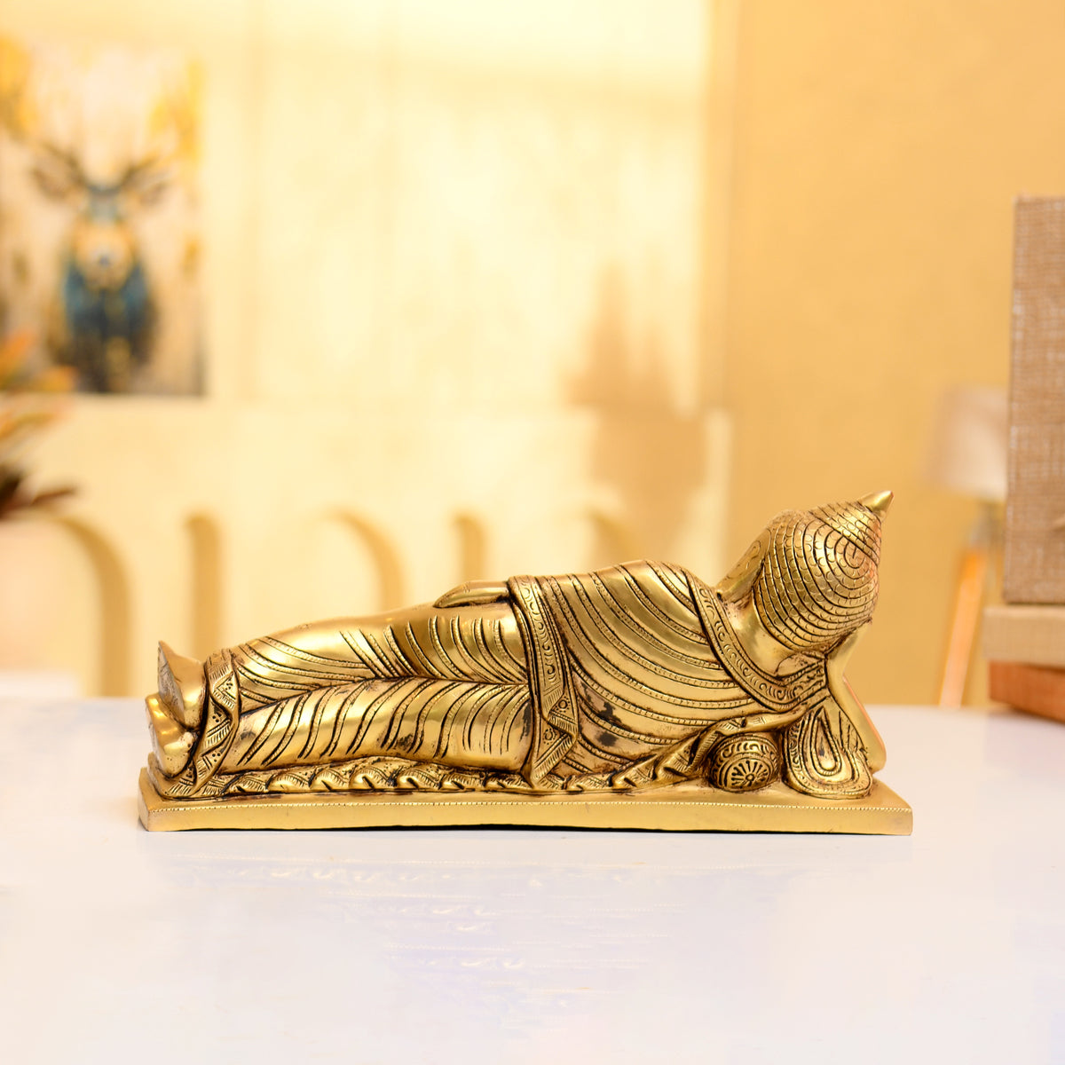 Brass Reclining Buddha / Sleeping Buddha - 12 inch