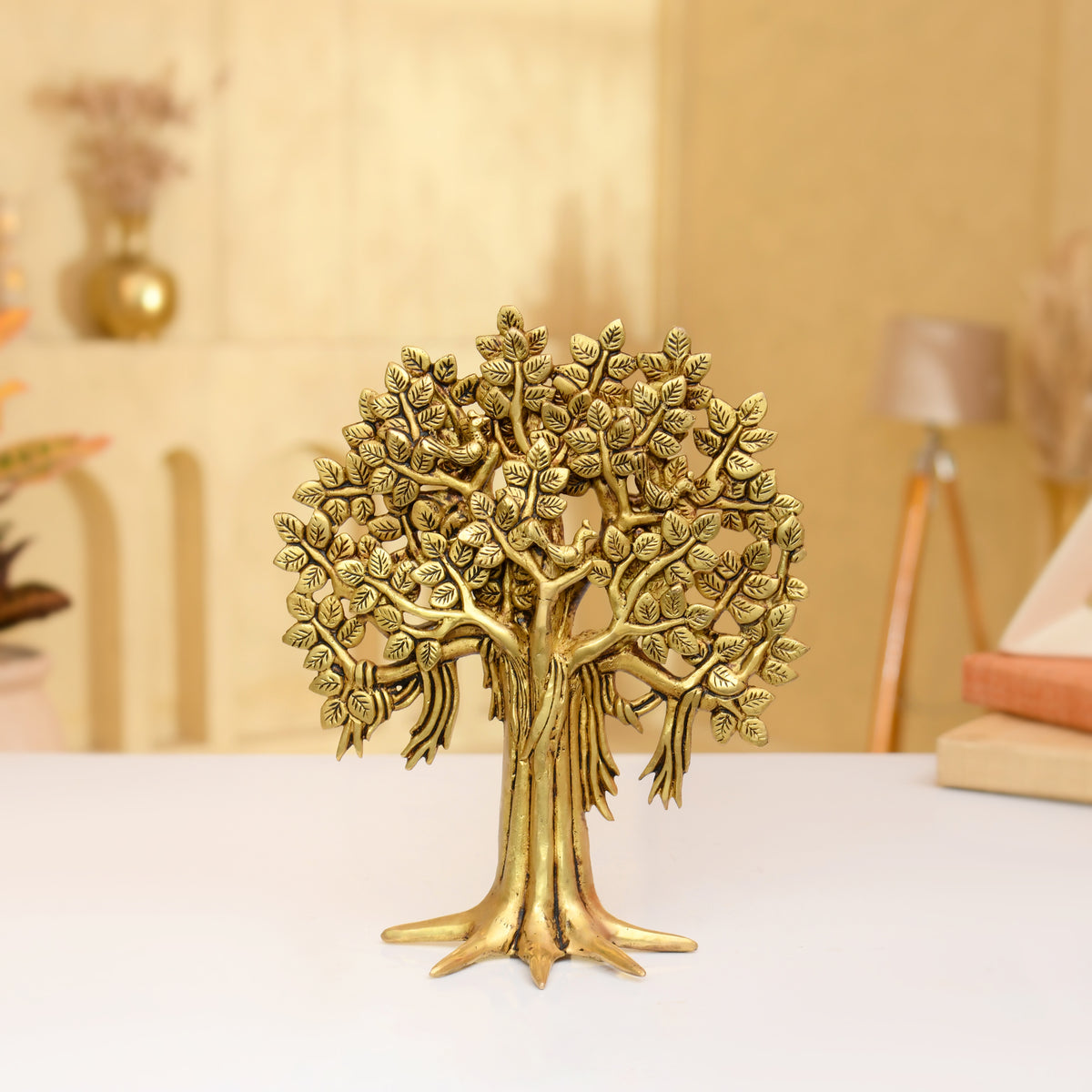 Premium Brass Kalpvraksh | Handcrafted Tree of Life with Birds & Leaves (Kalpavriksha) -11 Inhes