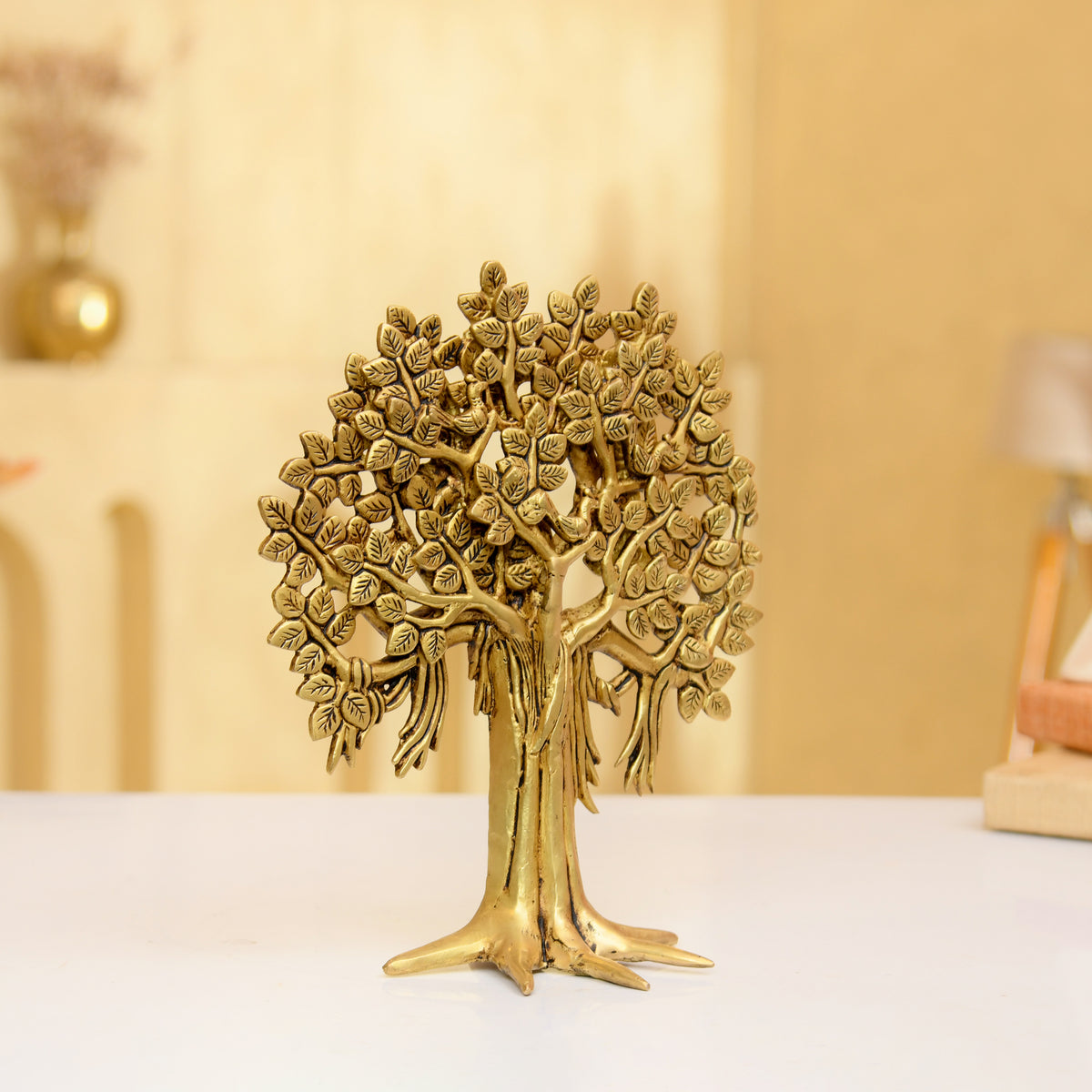 Premium Brass Kalpvraksh | Handcrafted Tree of Life with Birds & Leaves (Kalpavriksha) -11 Inhes