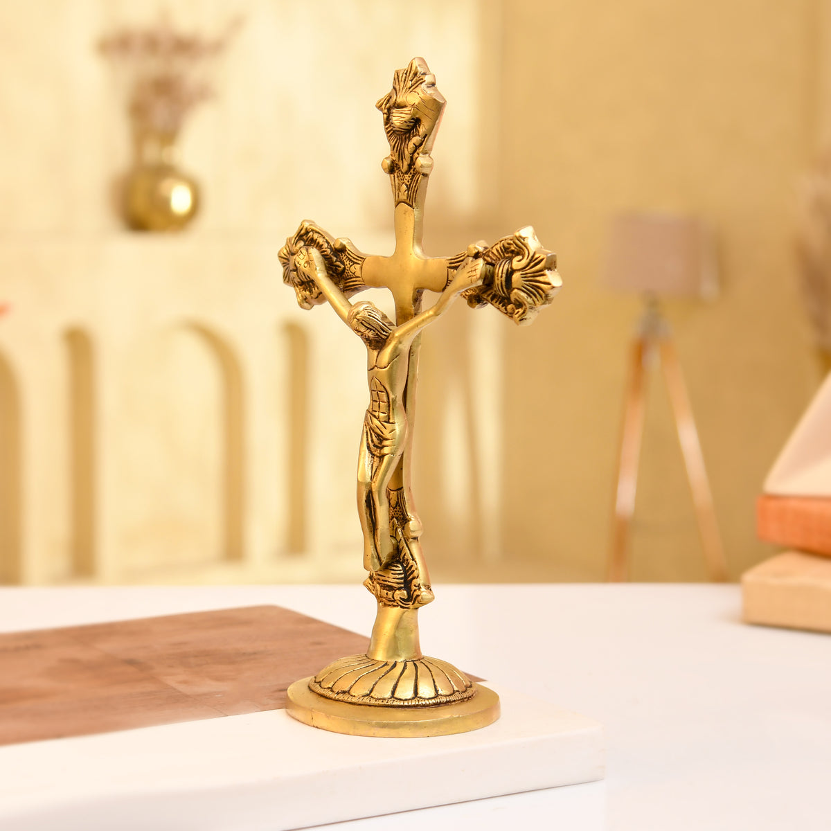 Christ on Cross – Fine Handcrafted Brass Sculpture - 11 Inches