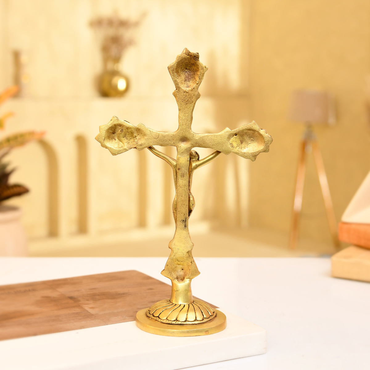 Christ on Cross – Fine Handcrafted Brass Sculpture - 11 Inches