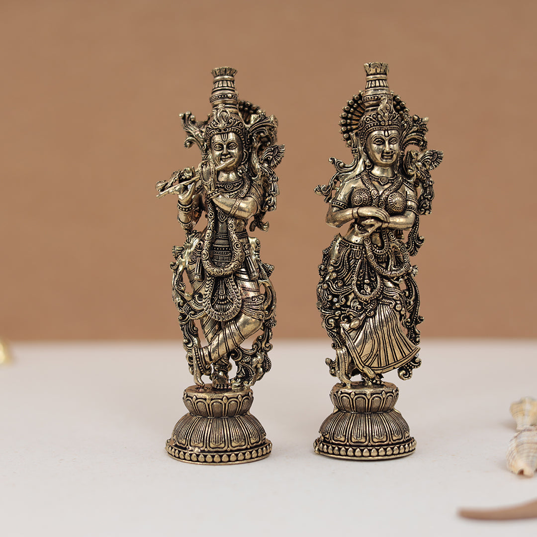 Divine Pure Brass detailed Radha Krishna Idol – 6 Inches