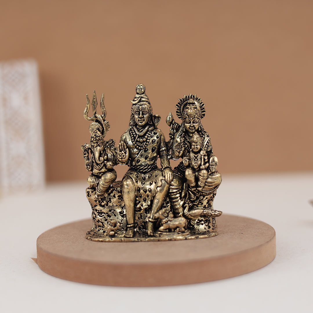Pure Brass Complete Shiv Family with Nandi & Peacock – Available in 3 & 2 Inches