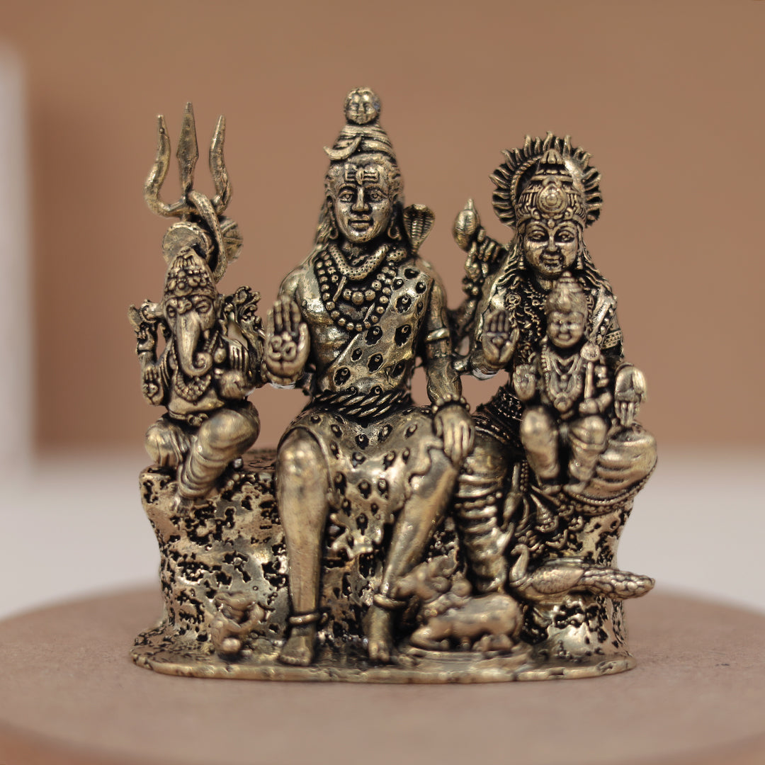 Pure Brass Complete Shiv Family with Nandi & Peacock – Available in 3 & 2 Inches