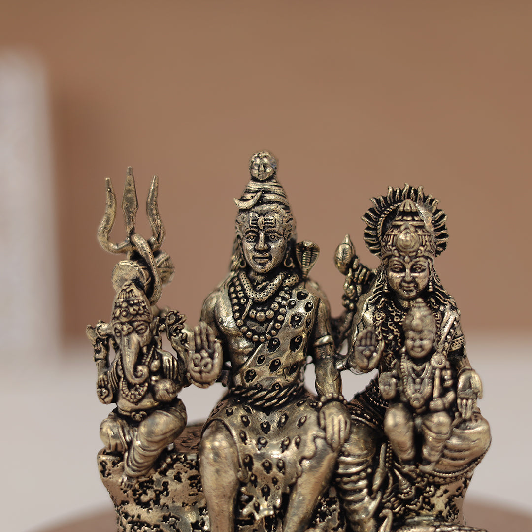 Pure Brass Complete Shiv Family with Nandi & Peacock – Available in 3 & 2 Inches