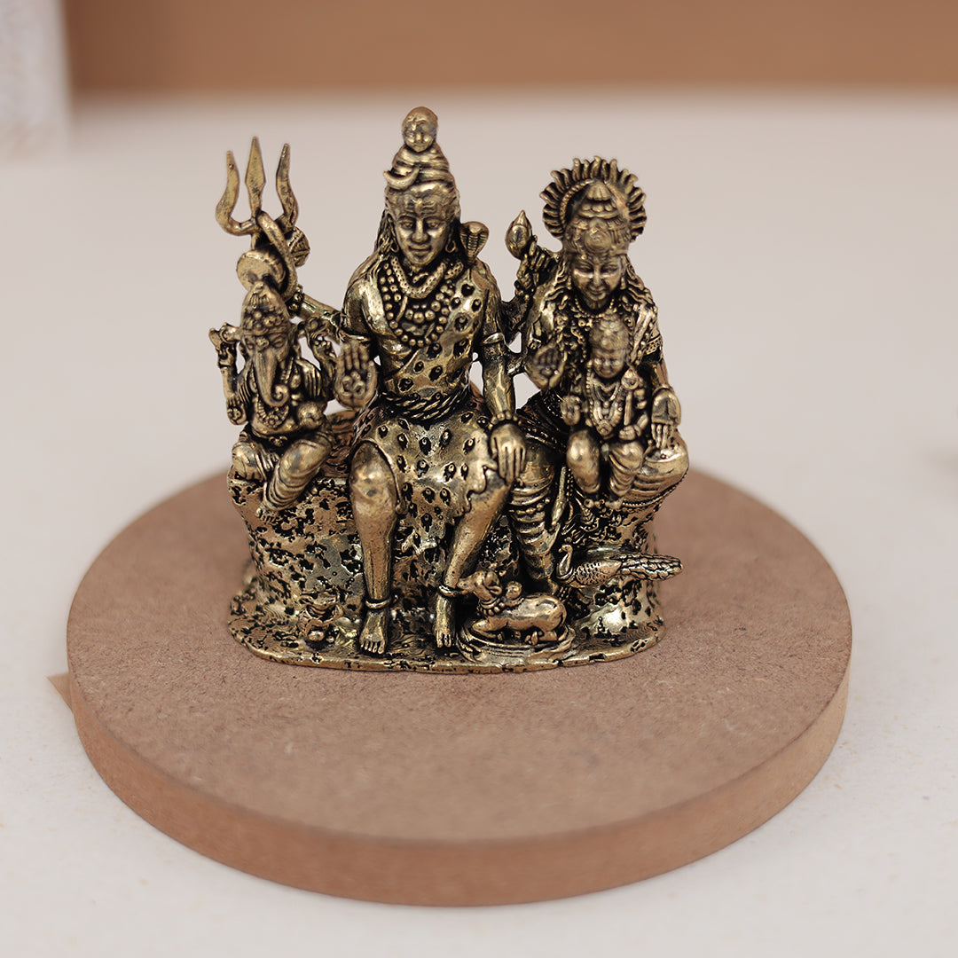 Pure Brass Complete Shiv Family with Nandi & Peacock – Available in 3 & 2 Inches