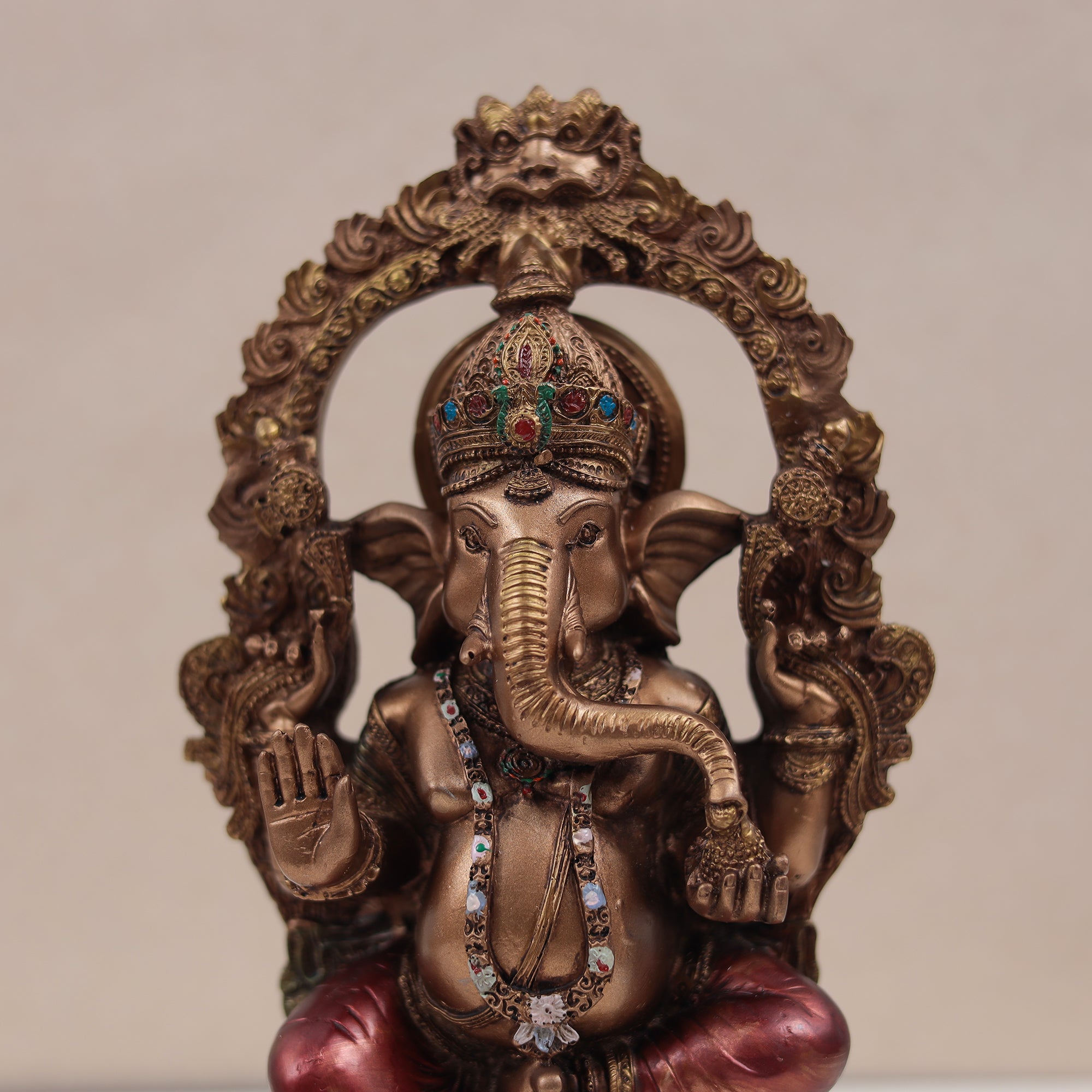 Chowki Ganesh and Lakhsmi Set in Copper Finish In 8 Inch