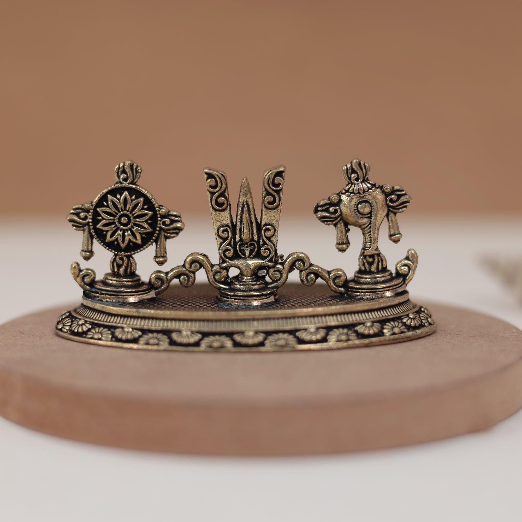 Antique Finish Shanku Chakar Naman Idol/Tirupati Balaji Tilak Statue in 2 Inch